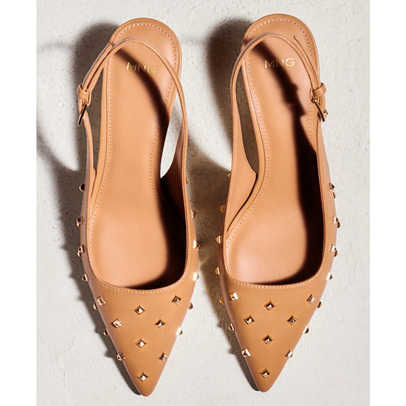 Zara Mango Studded Pointed Toe Slingback Kitten Heels NWT Size US 9.5 / IT 39.5 - 18 Thumbnail
