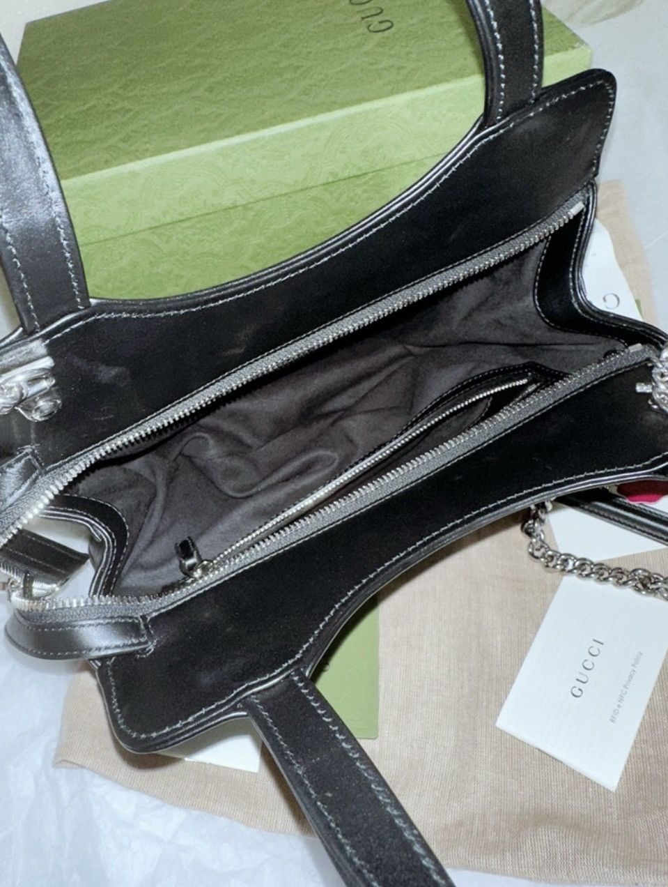 Gucci Retail $3100 Gucci Calfskin Petite GG Small Tote Bag Black Size ONE SIZE - 6 Thumbnail
