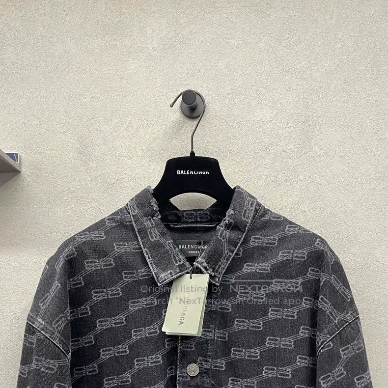 Balenciaga Balenciaga Double B Full Print Black Denim Jacket Size US S / EU 44-46 / 1 - 4 Thumbnail