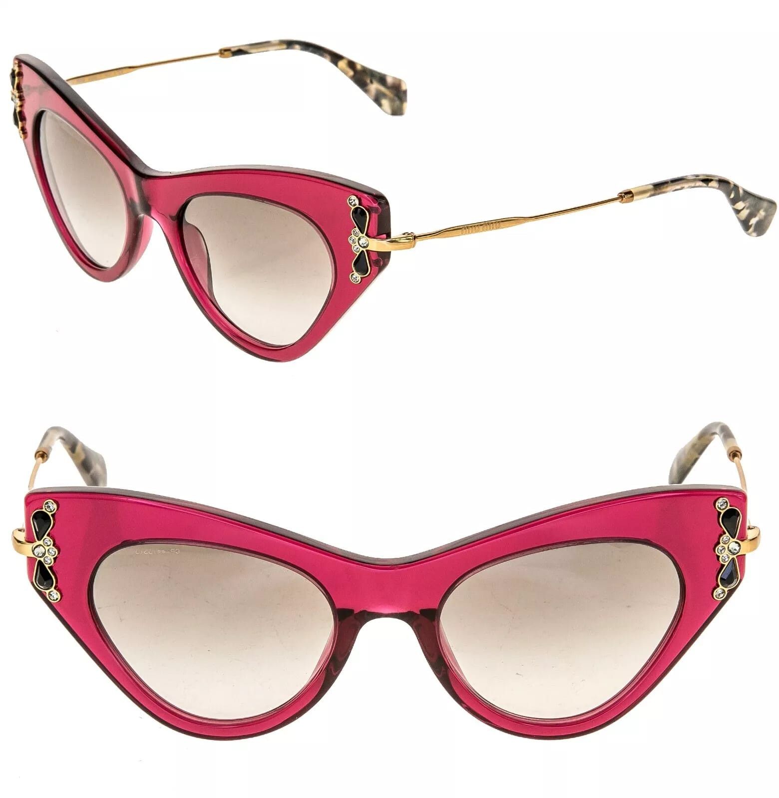 Miu Miu MIU MIU Glow 04P MU04PS Pink Gold Jewel Geometric Sunglasses Size ONE SIZE - 1 Thumbnail