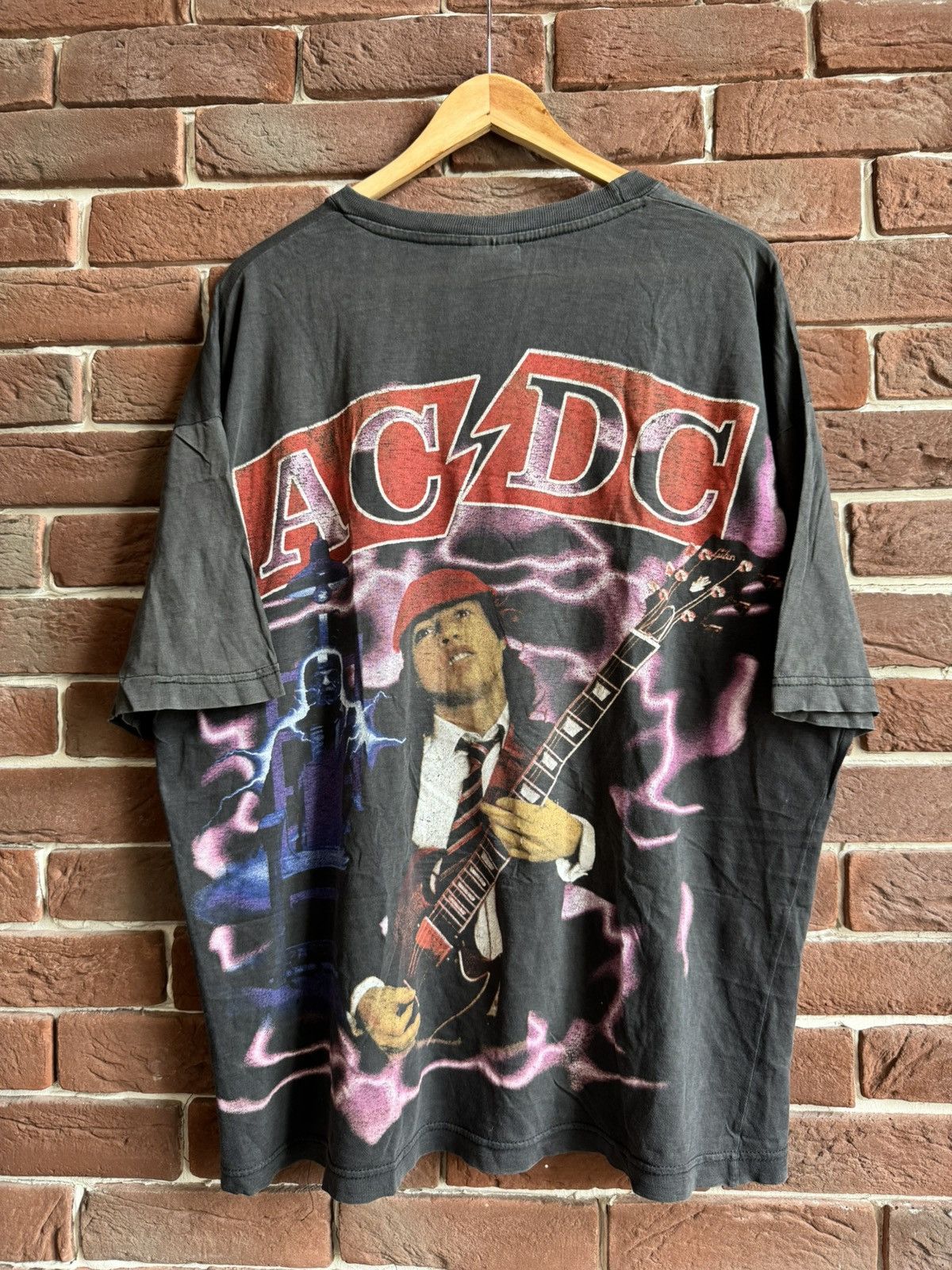 Band Tees 90s AC DC Lightning Vintage Metal Rock Tour Band Tee Black Size US XL / EU 56 / 4 - 1 Thumbnail