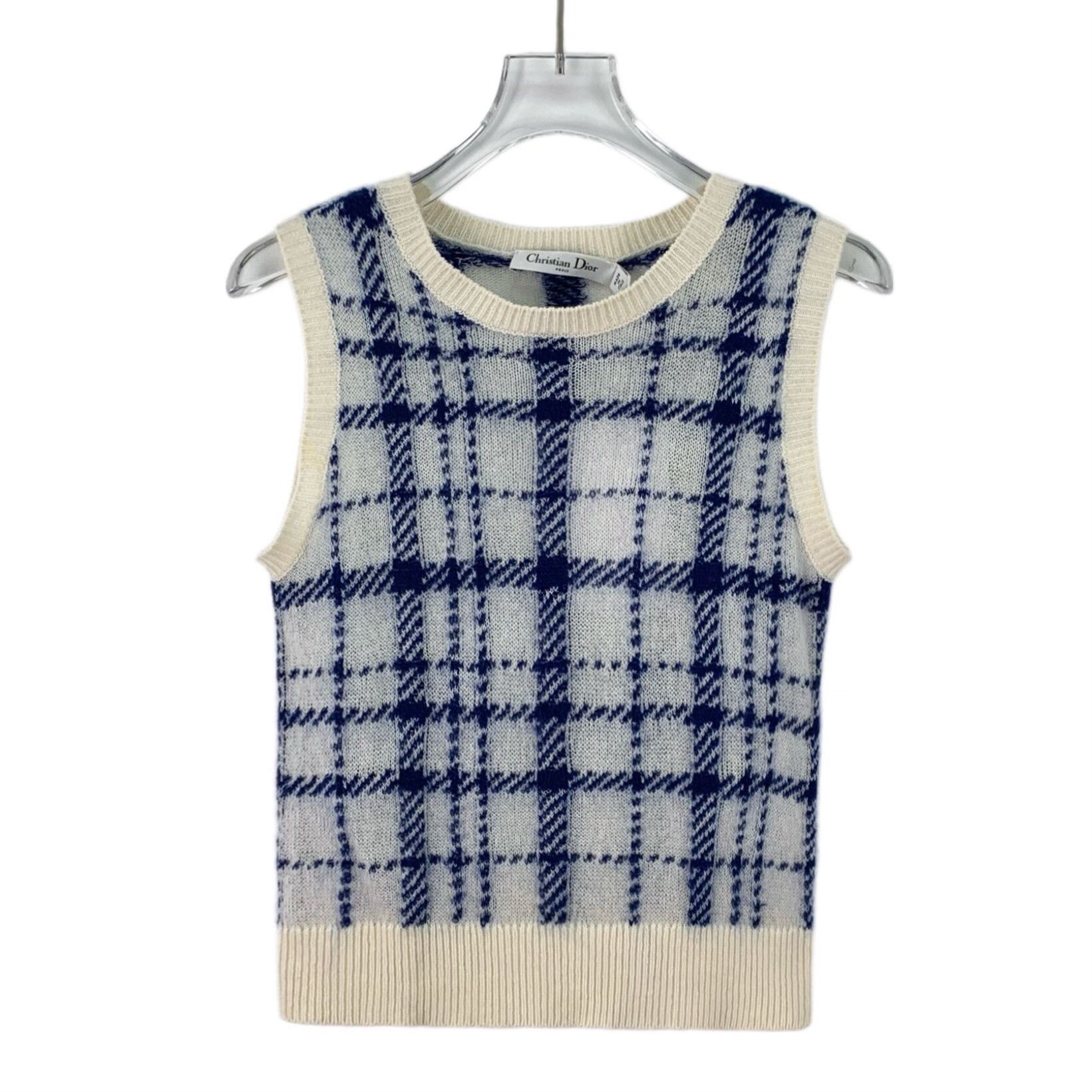 Dior Dior Blue Plaid Wool Sleeveless Knit Vest Size XXS / US 00 / IT 34 - 1 Thumbnail