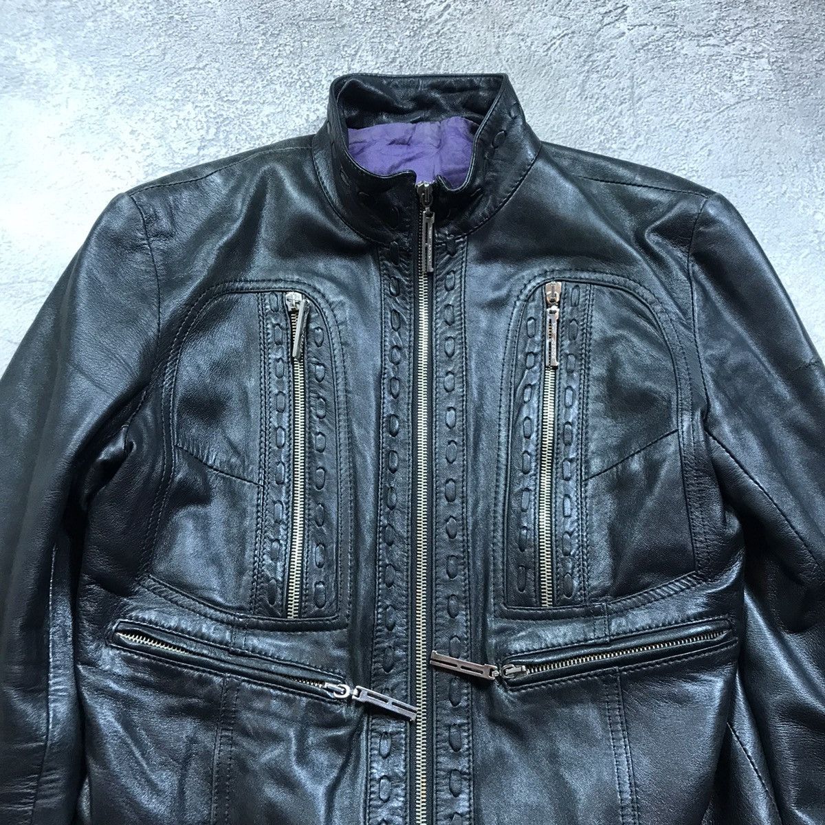 Vintage Vintage 90s Y2K Black Moto Jacket Streetwear Punk Relaxed L Size L / US 10 / IT 46 - 4 Thumbnail