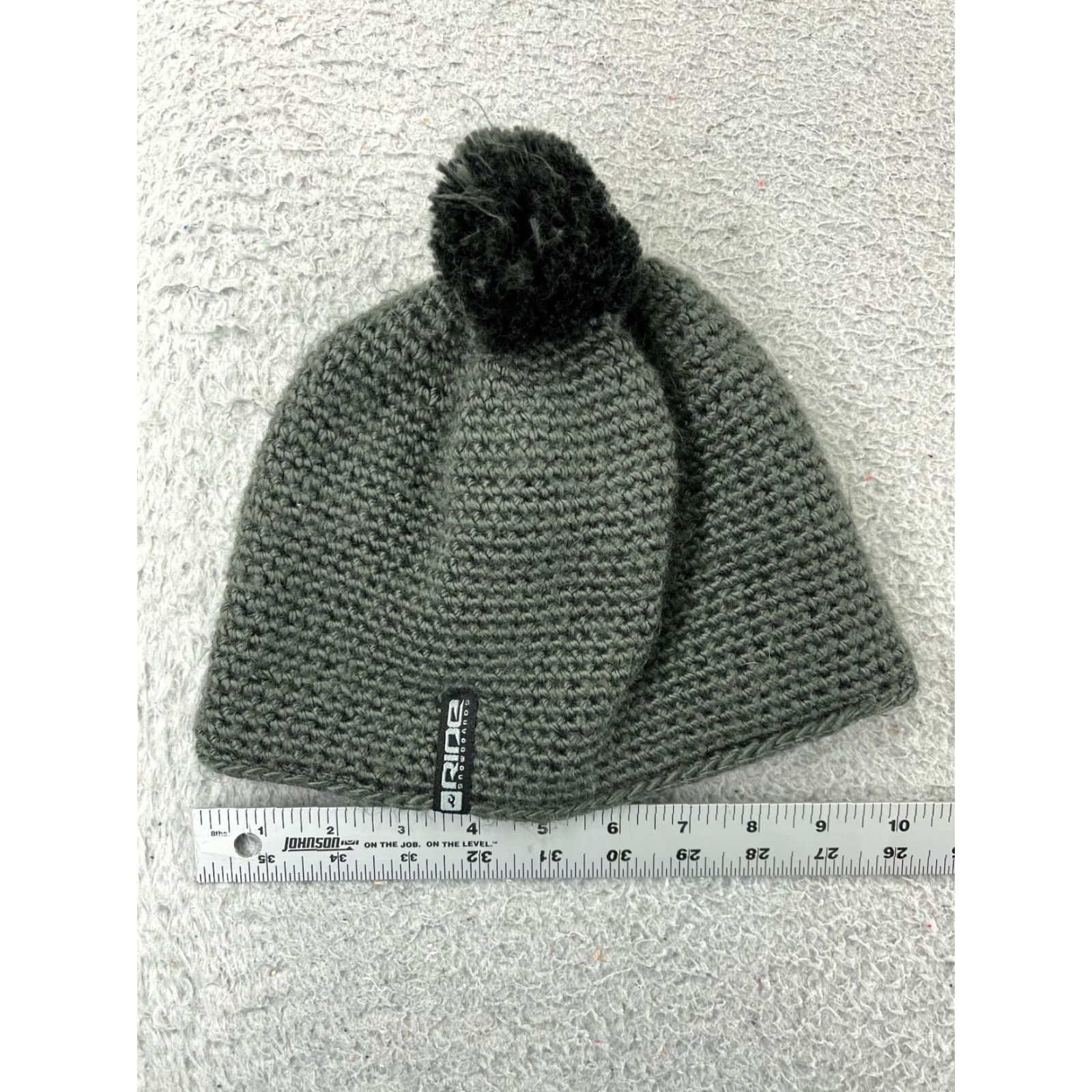 Vintage Ride Snowboards Beanie Toque Gray Pom Knit Embroidered Acrylic Poly Lined Pom Unisex Adults One Size Knit Hat Mens Womens Size ONE SIZE - 4 Thumbnail