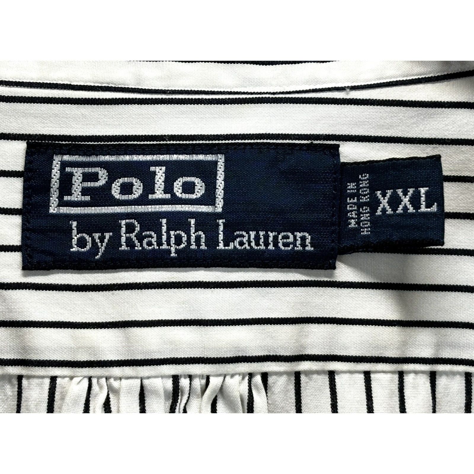 Polo Ralph Lauren VINTAGE Polo Ralph Lauren Shirt 2XL Striped Button-Up Long Sleeve Men White Black Monogram 90s Classic 54in Chest Size US XXL / EU 58 / 5 - 5 Thumbnail