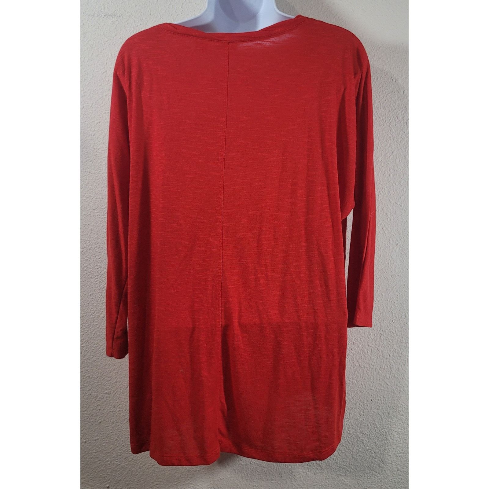 Other Cato Red Dolman 3/4 Sleeve Slub Knit Top Large Lightweight Size L / US 10 / IT 46 - 3 Thumbnail