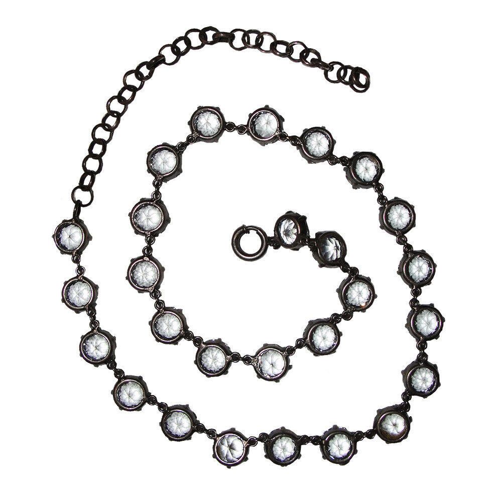 Designer Art Deco Bezel Set Rock Crystal Sterling Eternity Necklace Size ONE SIZE - 4 Thumbnail