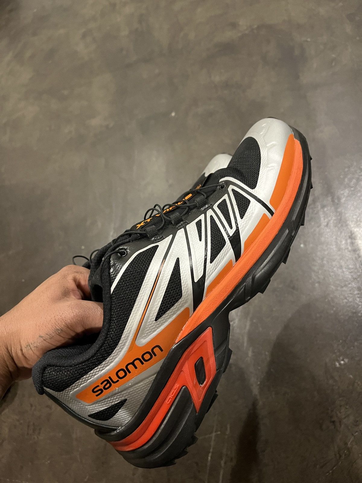 image of Salomon Xt-Wings 2 Shoes in Black Silver Vibrant Orange, Men's (Size 12)