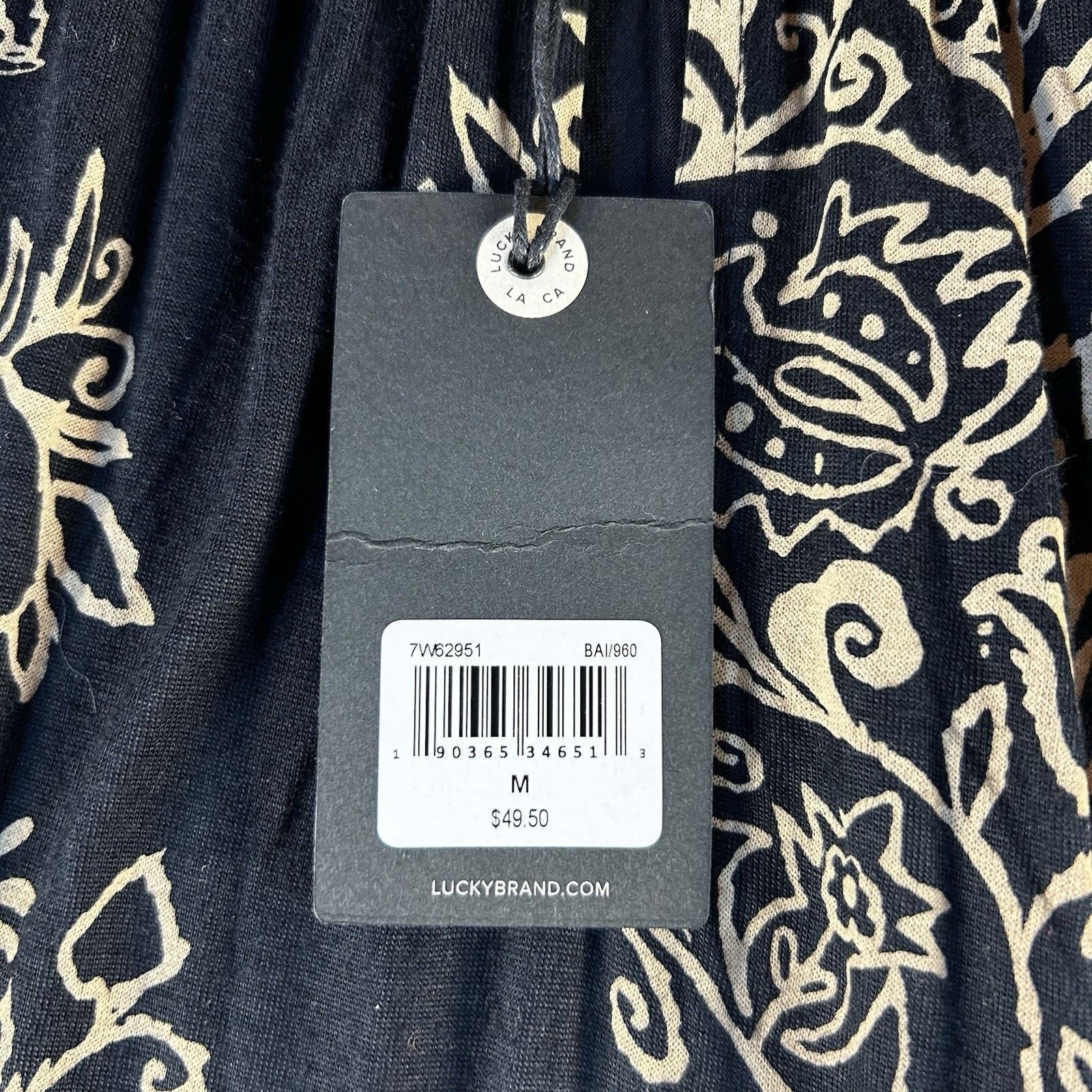 Lucky Brand LUCKY BRAND Top Womens Med Pullover Boho Black 3/4 Sleeve Size M / US 6-8 / IT 42-44 - 5 Thumbnail