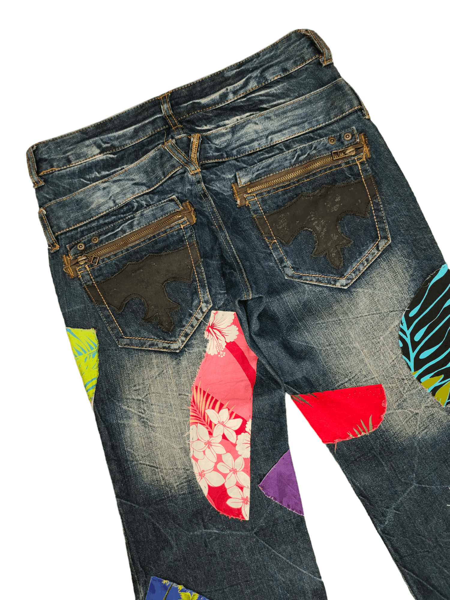 If Six Was Nine Flare Jeans Japan Patchwork Faded Boot Cut Y2k Lgb Size US 29 - 15 Thumbnail