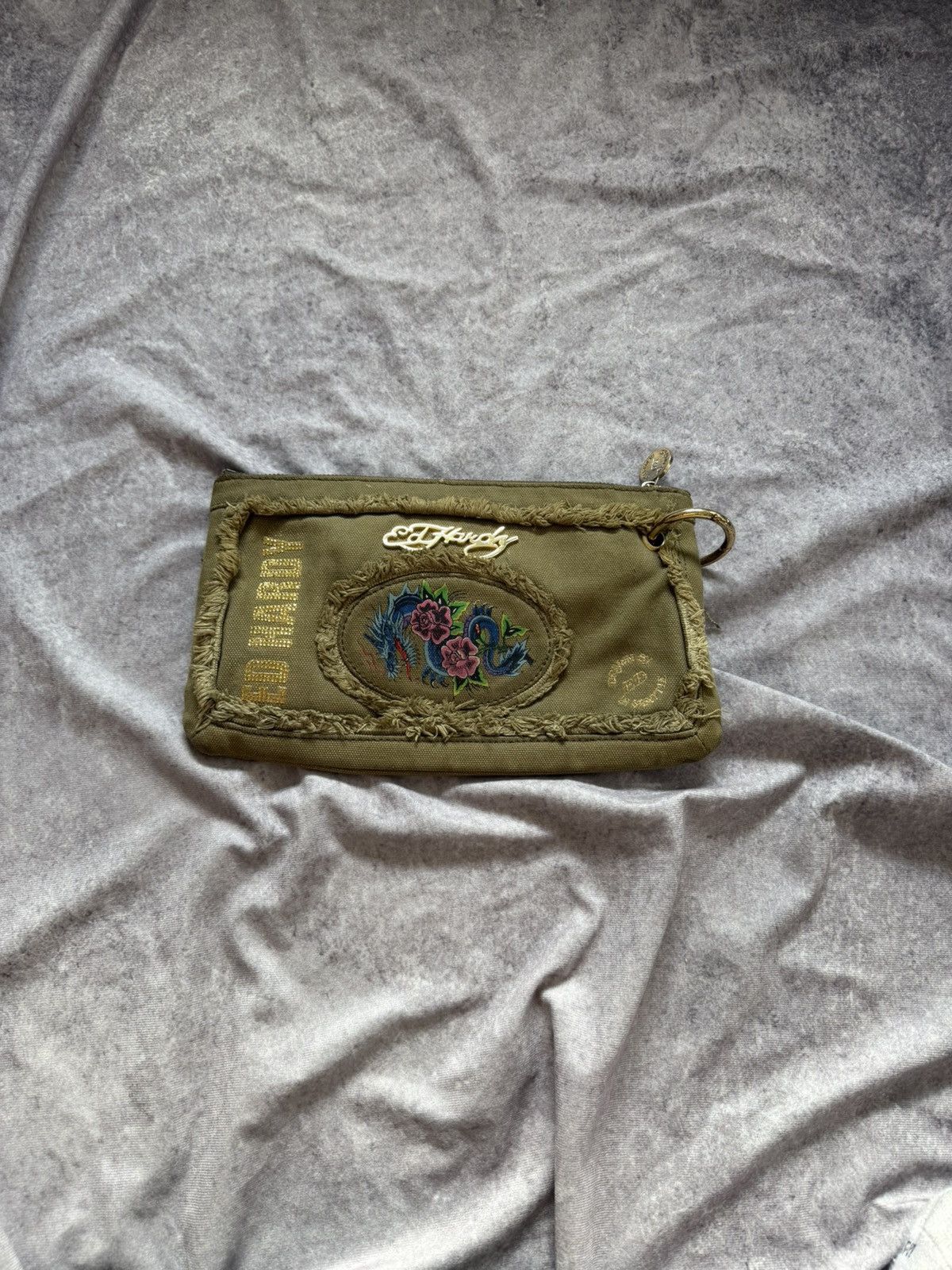 Ed Hardy Y2K Ed Hardy Distressed Canvas Clutch Bag Size ONE SIZE - 1 Thumbnail
