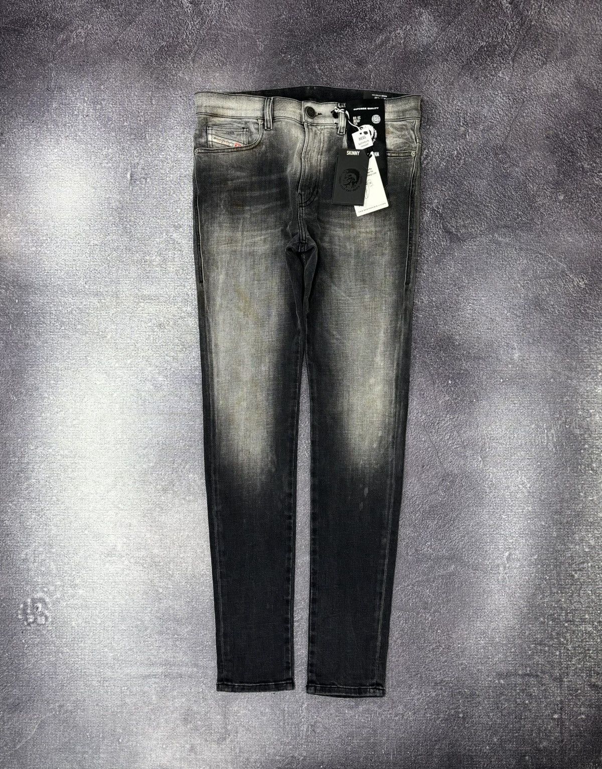 Diesel Diesel D-Amny Skinny NWT Washed Black Distressed Denim Jeans Size US 31 - 1 Thumbnail