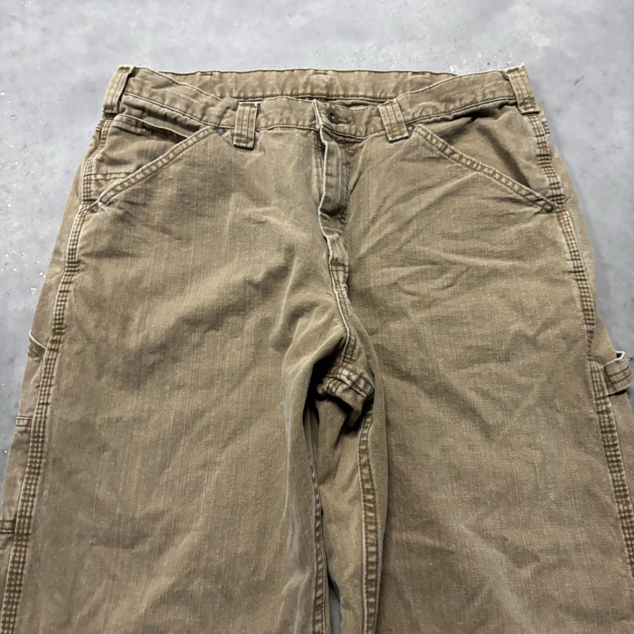 Japanese Brand × Vintage Crazy Vintage Y2K/2000s Baggy Khaki Tan Skater Workwear Carpenter Pants! Size US 32 / EU 48 - 5 Thumbnail