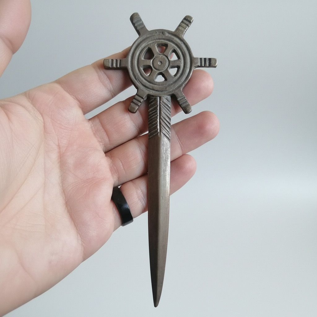 Vintage Vintage Solid Brass Nautical Ships Wheel Letter Opener Size ONE SIZE - 1 Thumbnail
