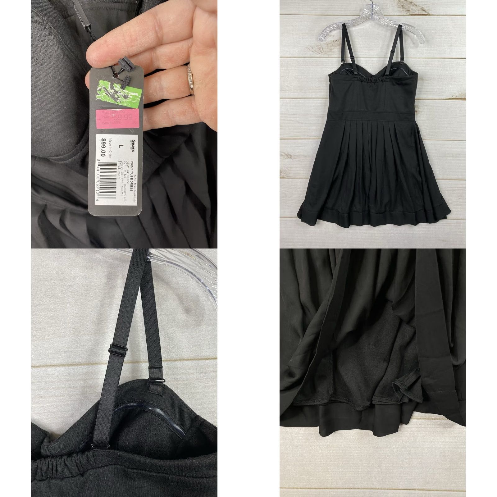 Vintage Kardashian Kollection Little Black Dress Sz L Mini Pleated Sleeveless Lined NWT Size L / US 10 / IT 46 - 8 Thumbnail