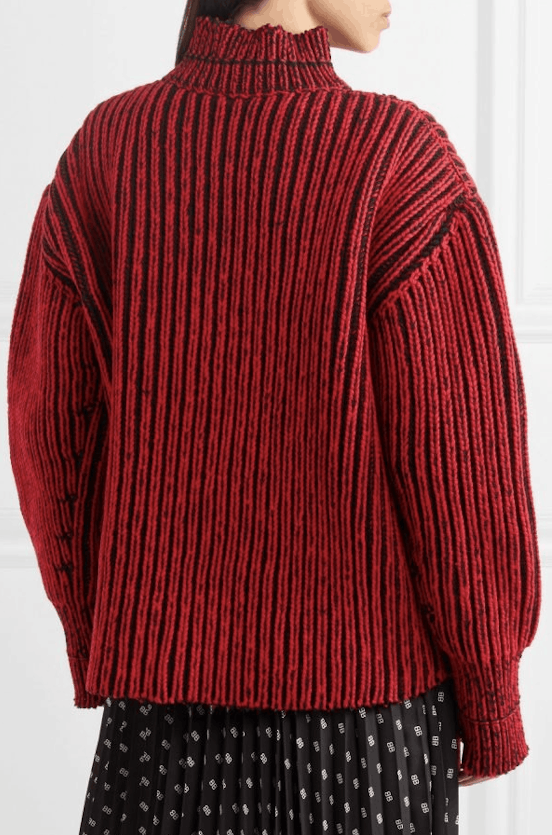 Balenciaga Balenciaga Red Striped Chunky Knit Sweater Size US XL / EU 56 / 4 - 4 Thumbnail