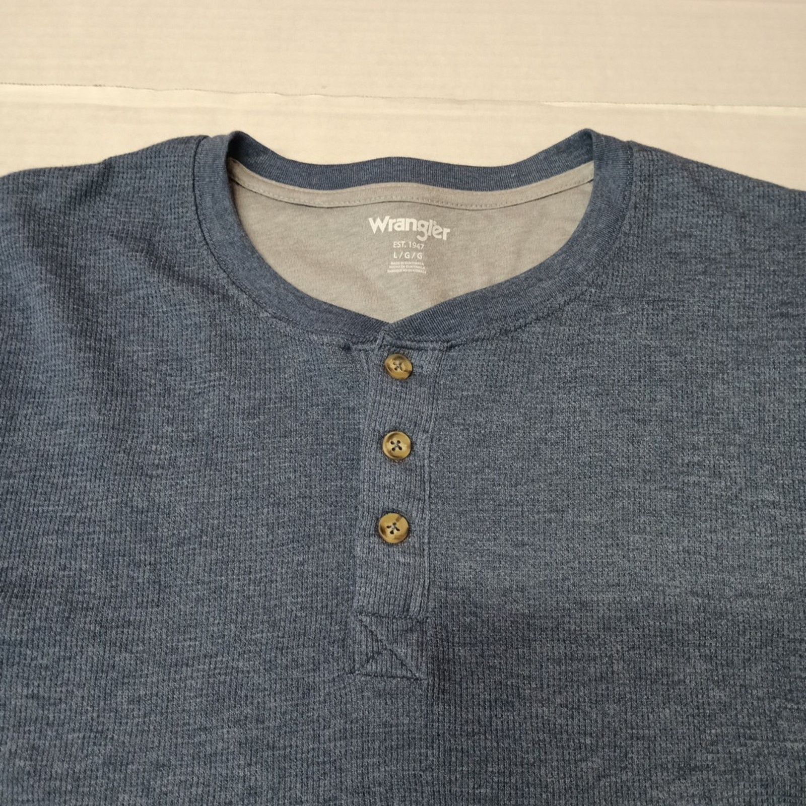 Wrangler Wrangler Henley Waffle Knit Thermal Shirt Men's L Large Blue Size US L / EU 52-54 / 3 - 3 Thumbnail