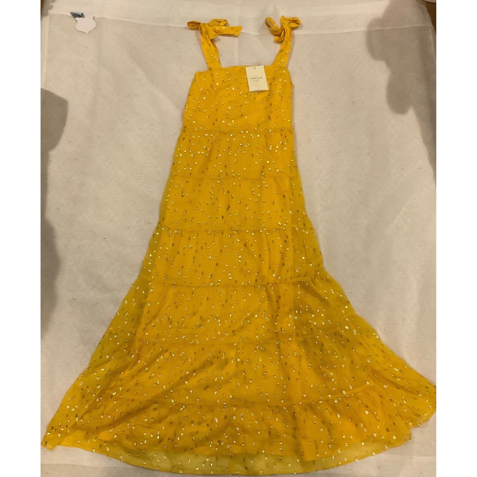 Sezane SALE NWT SÉZANE ANNIE MAXI DRESS Golden yellow SZ4 silk BUST Size XXS / US 00 / IT 34 - 3 Thumbnail