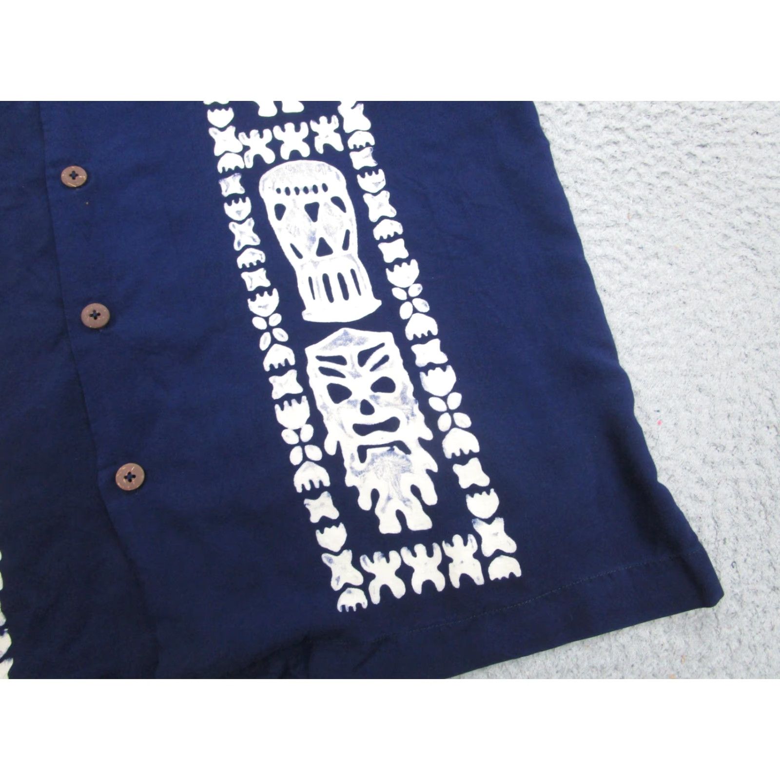 Vintage VINTAGE Back East Hawaiian Shirt Mens Large Navy Blue Rayon Aloha Tiki Camp Button Front Size US L / EU 52-54 / 3 - 4 Thumbnail