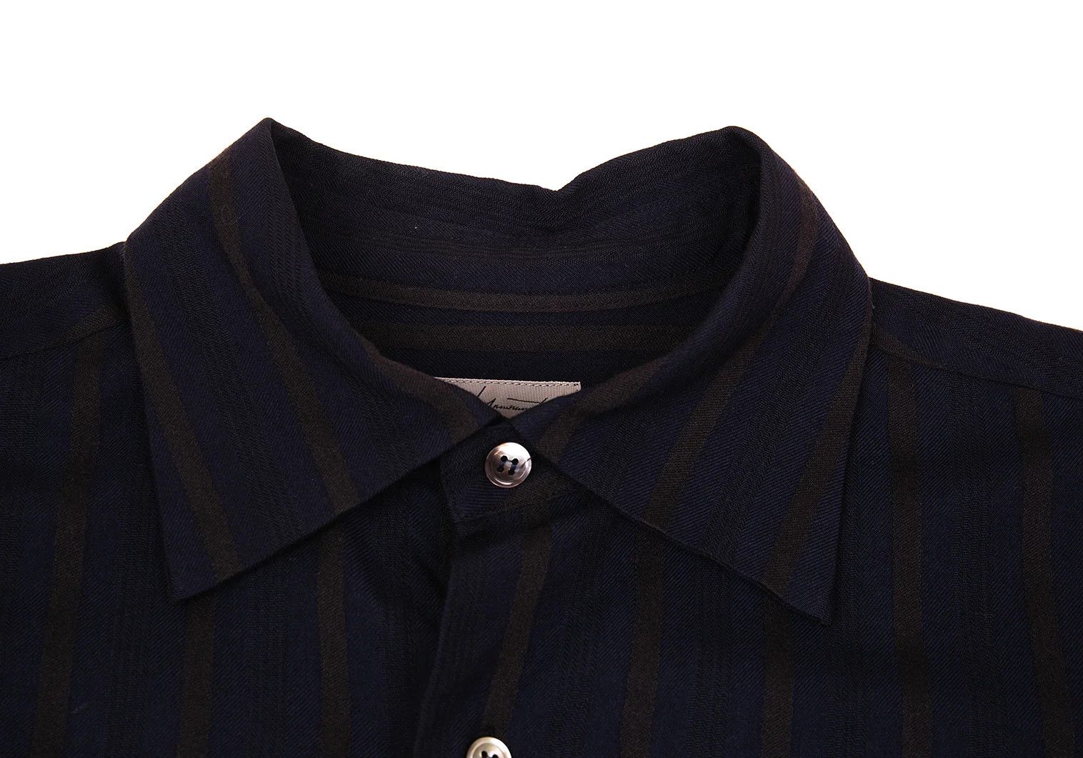 Yohji Yamamoto Yohji Yamamoto Wool Rayon Stripe Shirt Navy Brown M Size US M / EU 48-50 / 2 - 3 Thumbnail