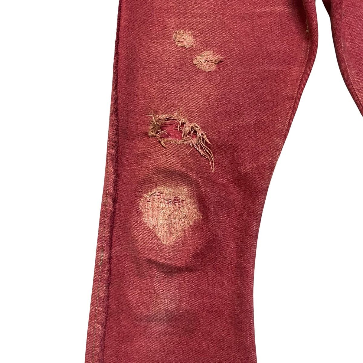 Obelisk Obelisk Red Blood Hole Distressed Denim Flare Jeans Size US 29 - 7 Thumbnail