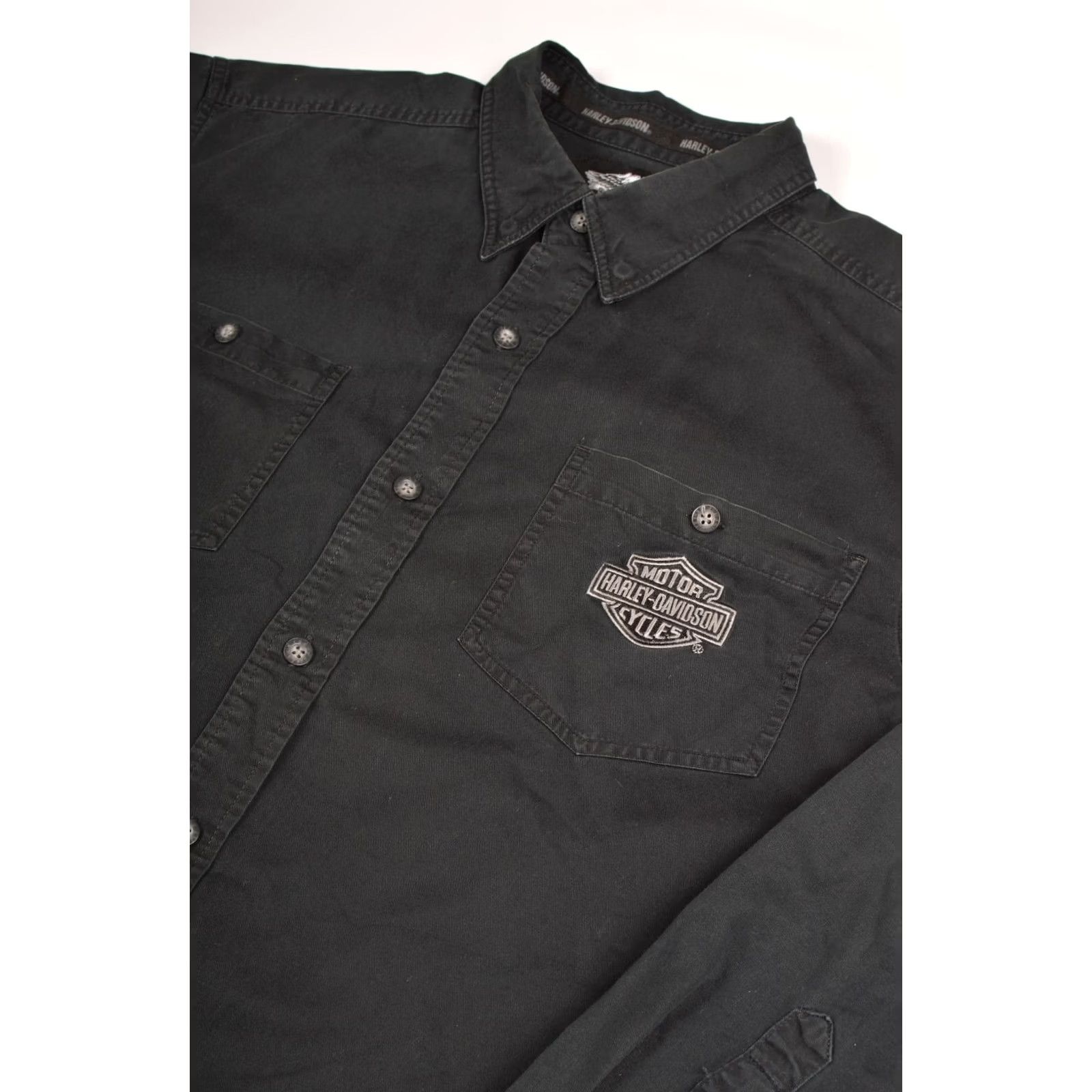 Harley Davidson Harley-Davidson Woven Tonal Flames Shirt Big Back Logo 99072-12VM XL Black Mens Button-Up Long Sleeve Cotton Size US XL / EU 56 / 4 - 5 Thumbnail
