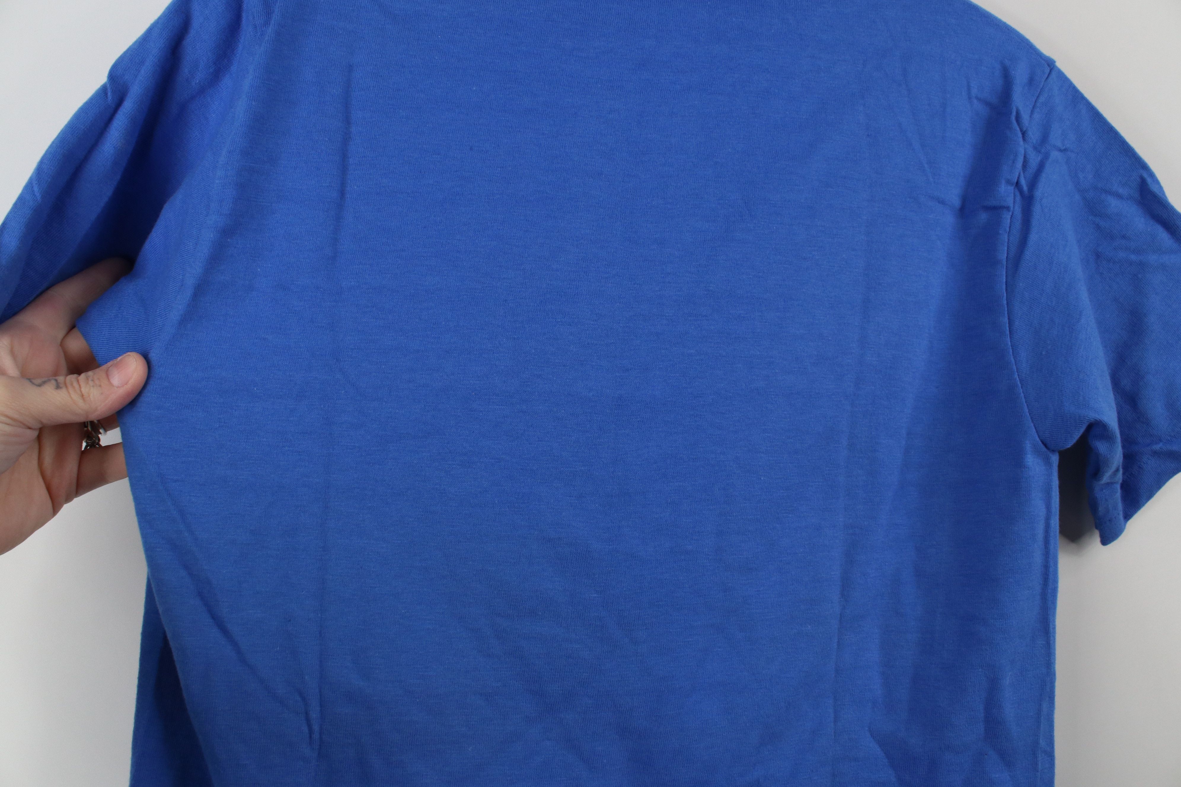 Hanes × Vintage Vintage 80s 90s Hanes Beefy Blank Cotton T-Shirt Blue USA Size US S / EU 44-46 / 1 - 8 Thumbnail