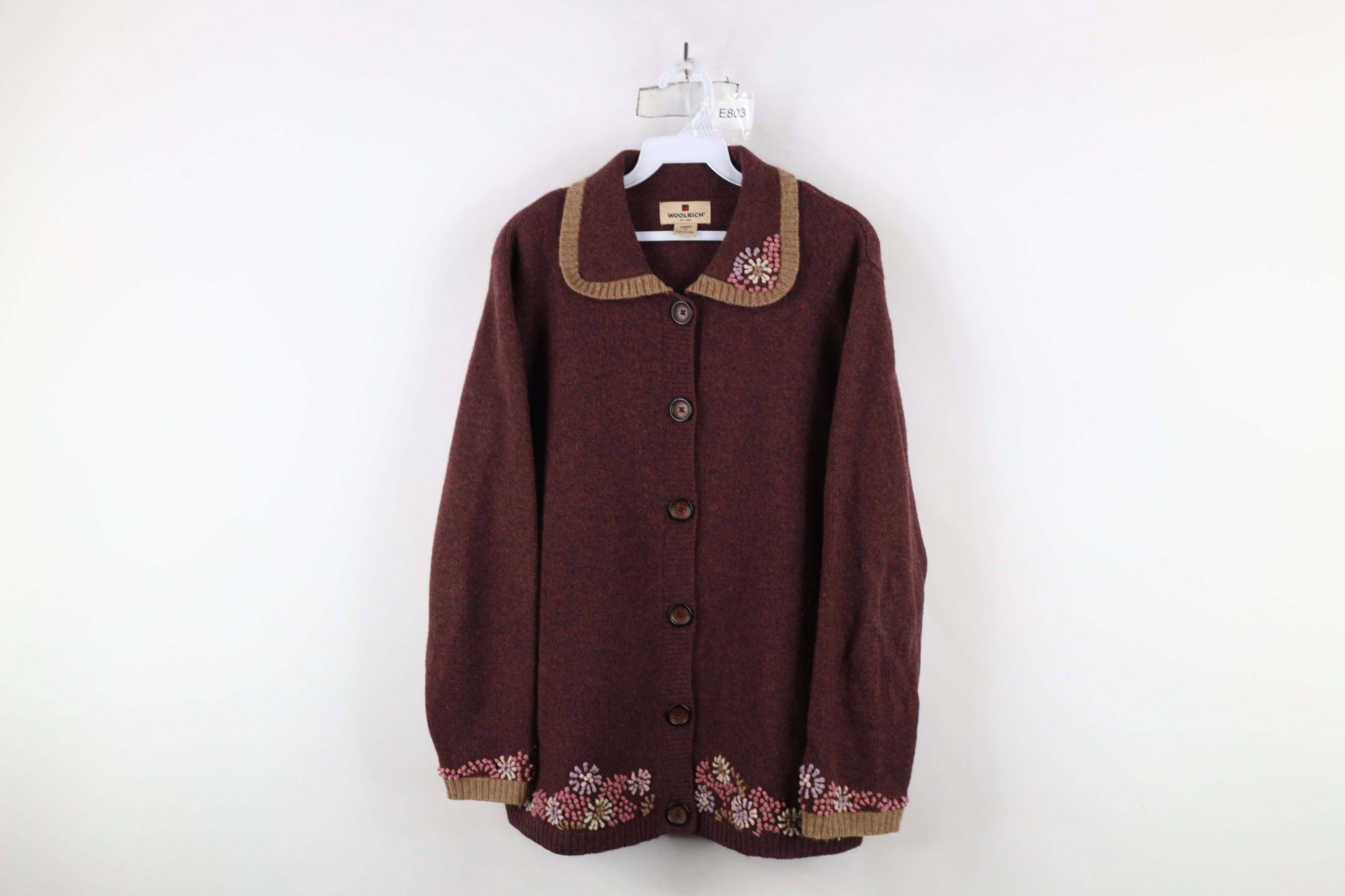 Vintage × Woolrich Woolen Mills Vintage 90s Woolrich Embroidered Flower Cardigan Sweater Size XL / US 12-14 / IT 48-50 - 1 Thumbnail