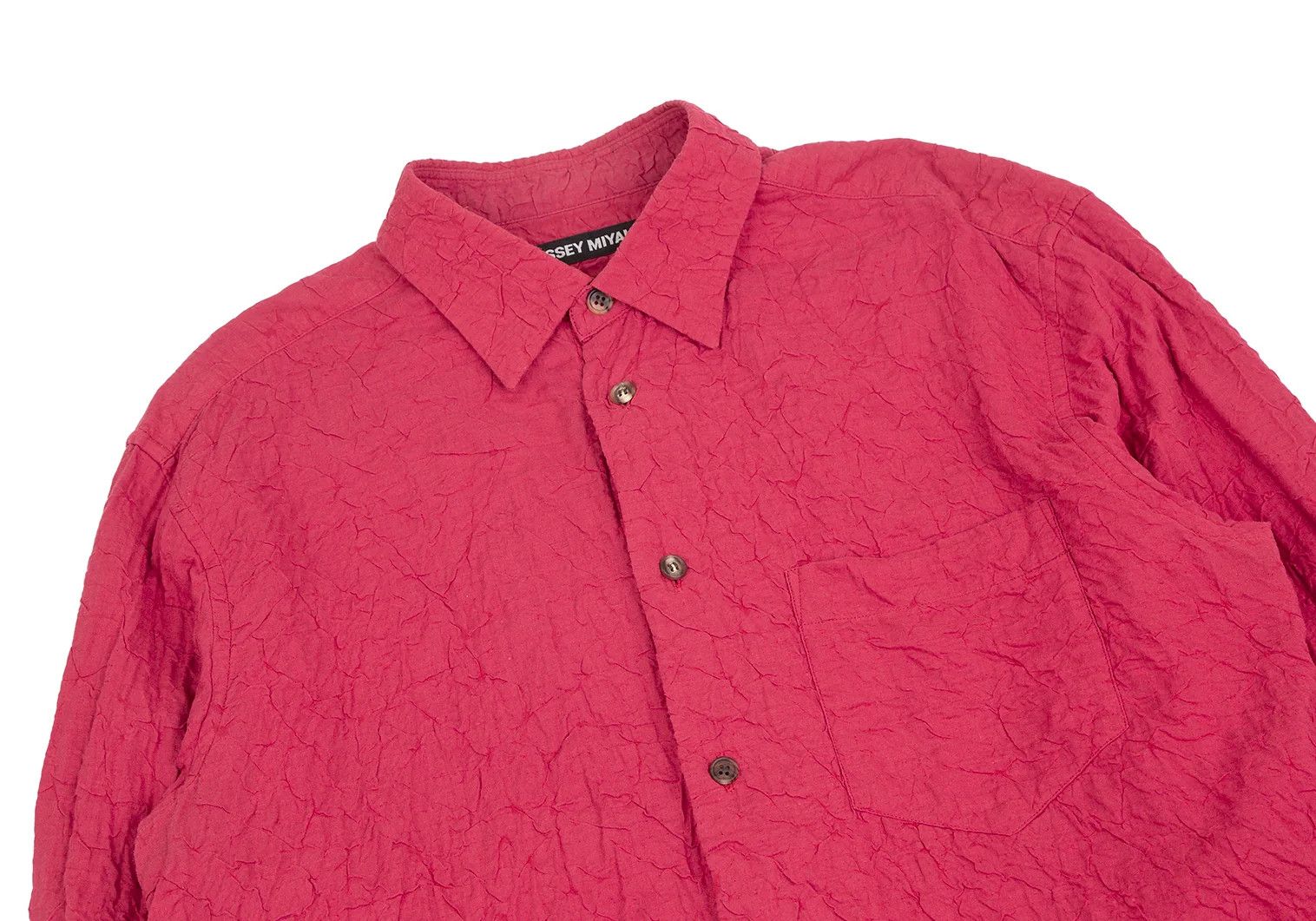 Issey Miyake Cotton Wrinkle Pleats Shirt in Red Size US L / EU 52-54 / 3 - 2 Thumbnail
