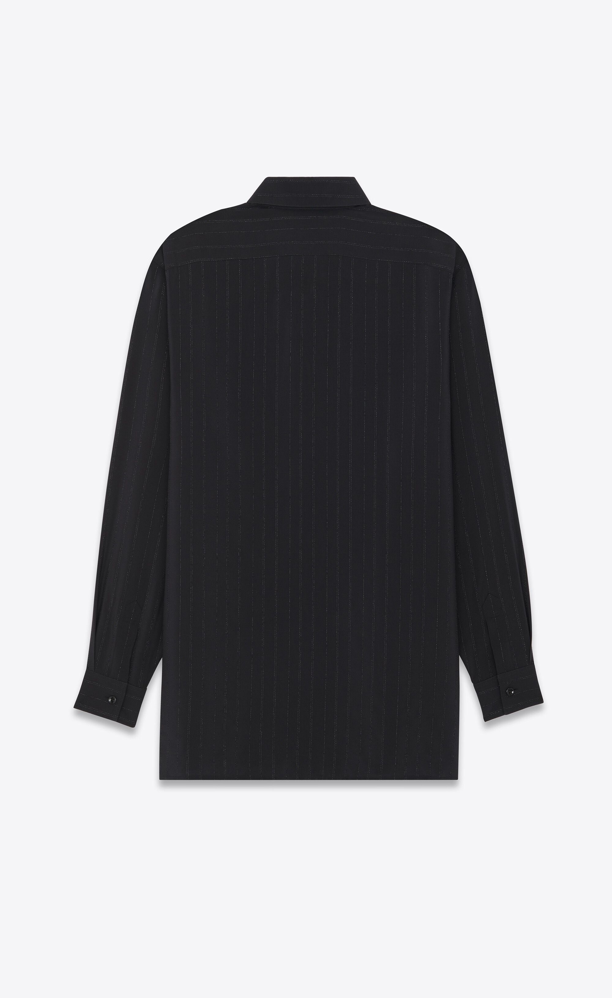 Saint Laurent Paris o1s1wg110125 749174 Shirt in Striped Silk Crepe De Chine Size US L / EU 52-54 / 3 - 2 Thumbnail