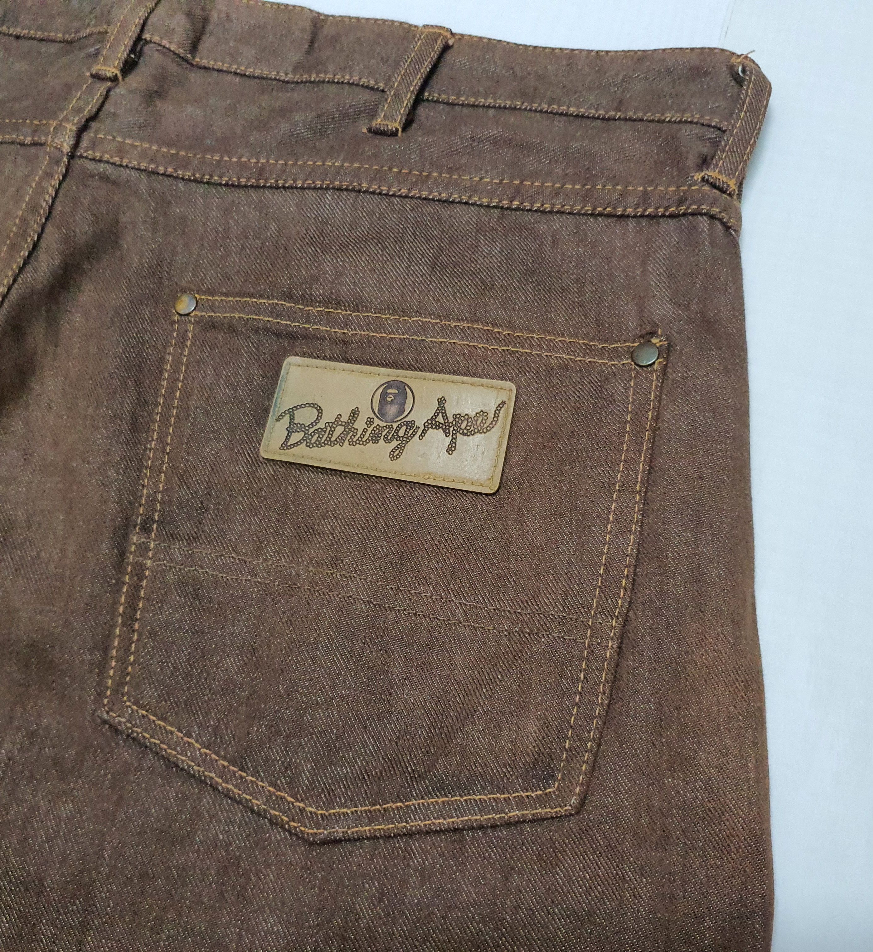 Bape Waist 36" Vintage Bathing Ape Brown Jeans, XL. (Original) Size US 36 / EU 52 - 2 Thumbnail