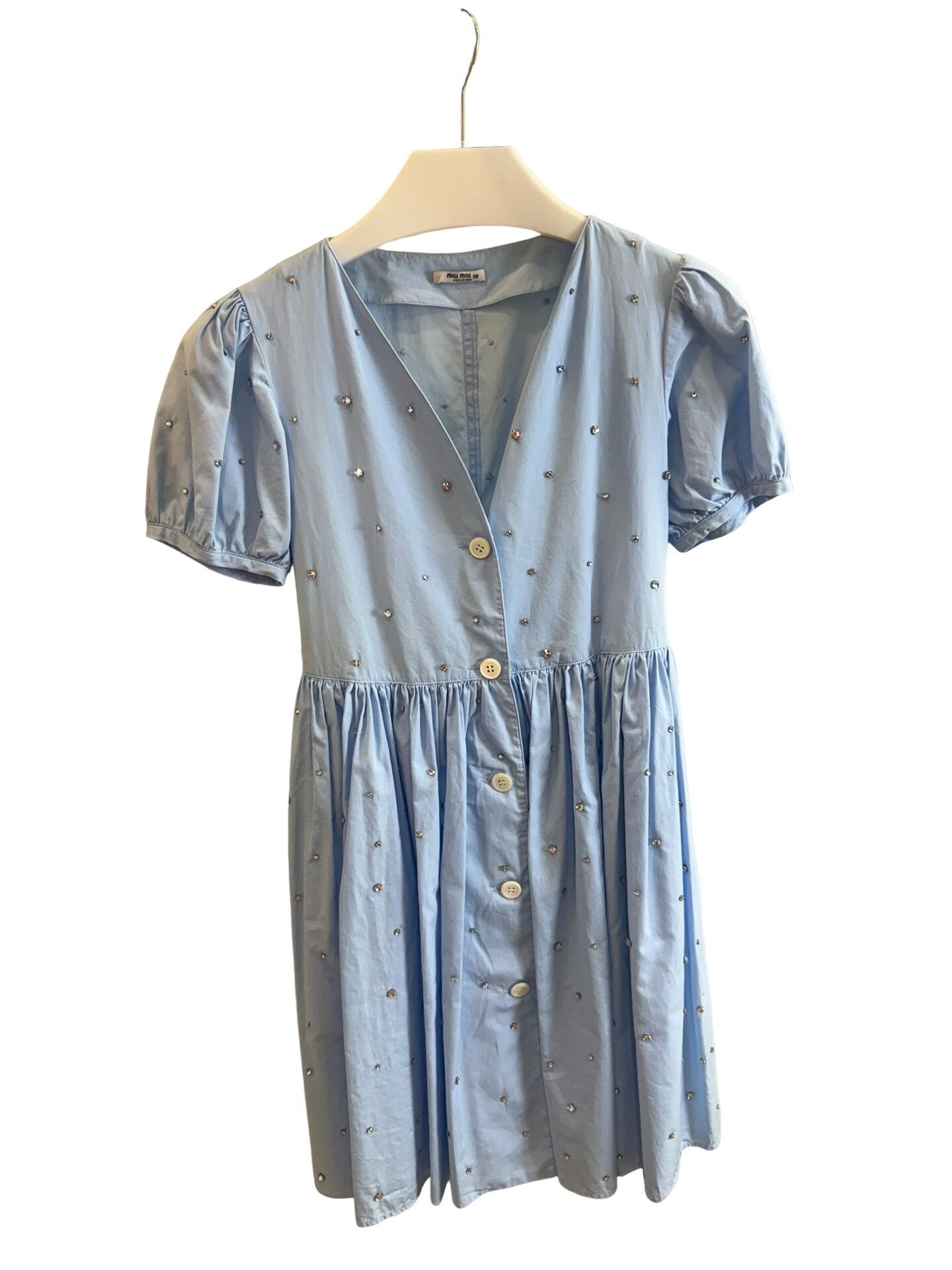 Miu Miu Miu Miu Crystal Embellished Cotton Dress 36 Size XS / US 0-2 / IT 36-38 - 1 Thumbnail