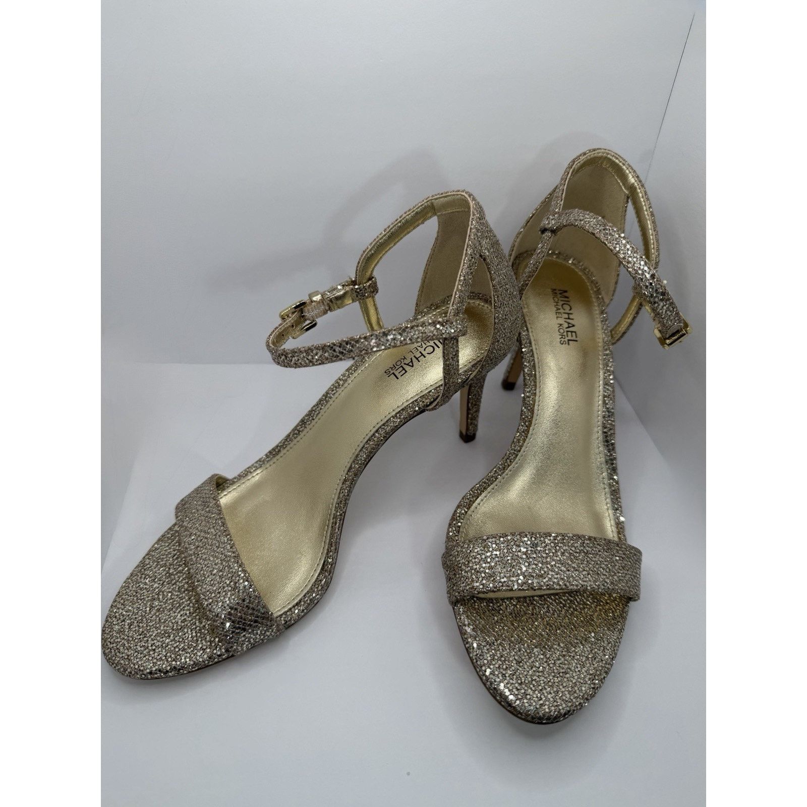 Michael Kors Michael Kors Gold Glitter Strappy Stiletto Heels Women's 6 Size US 6 / IT 36 - 2 Thumbnail