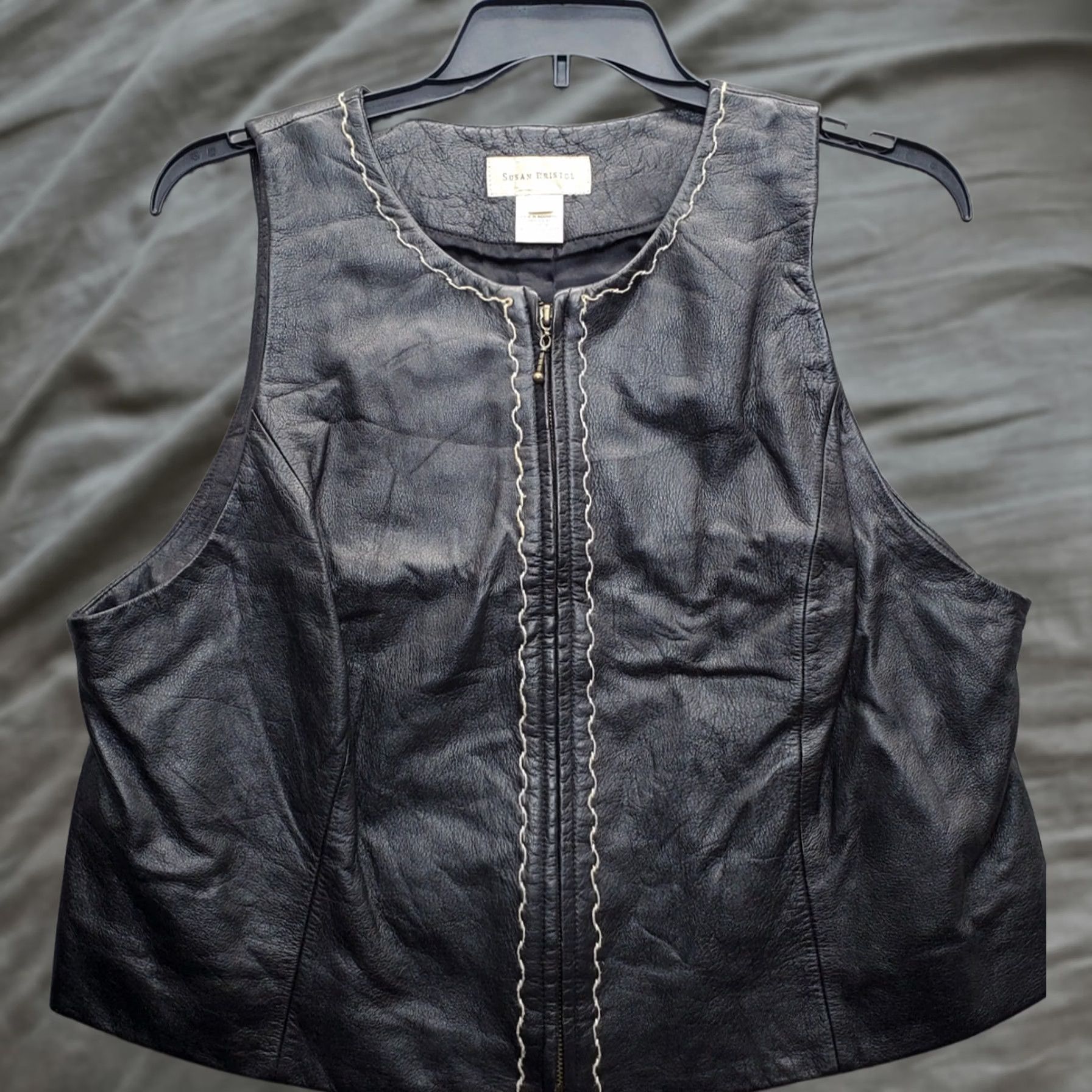 Vintage Susan Bristol Biker Vest - Womens Sleeve 1W Black Leather Casual Summer Size XS / US 0-2 / IT 36-38 - 1 Thumbnail
