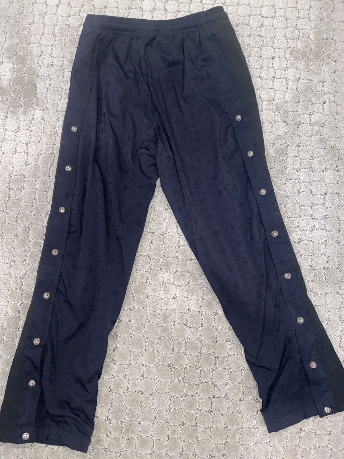 image of Chrome Hearts Tearaway Warm Up Track Pants in Dark Blue, Men's (Size 30)