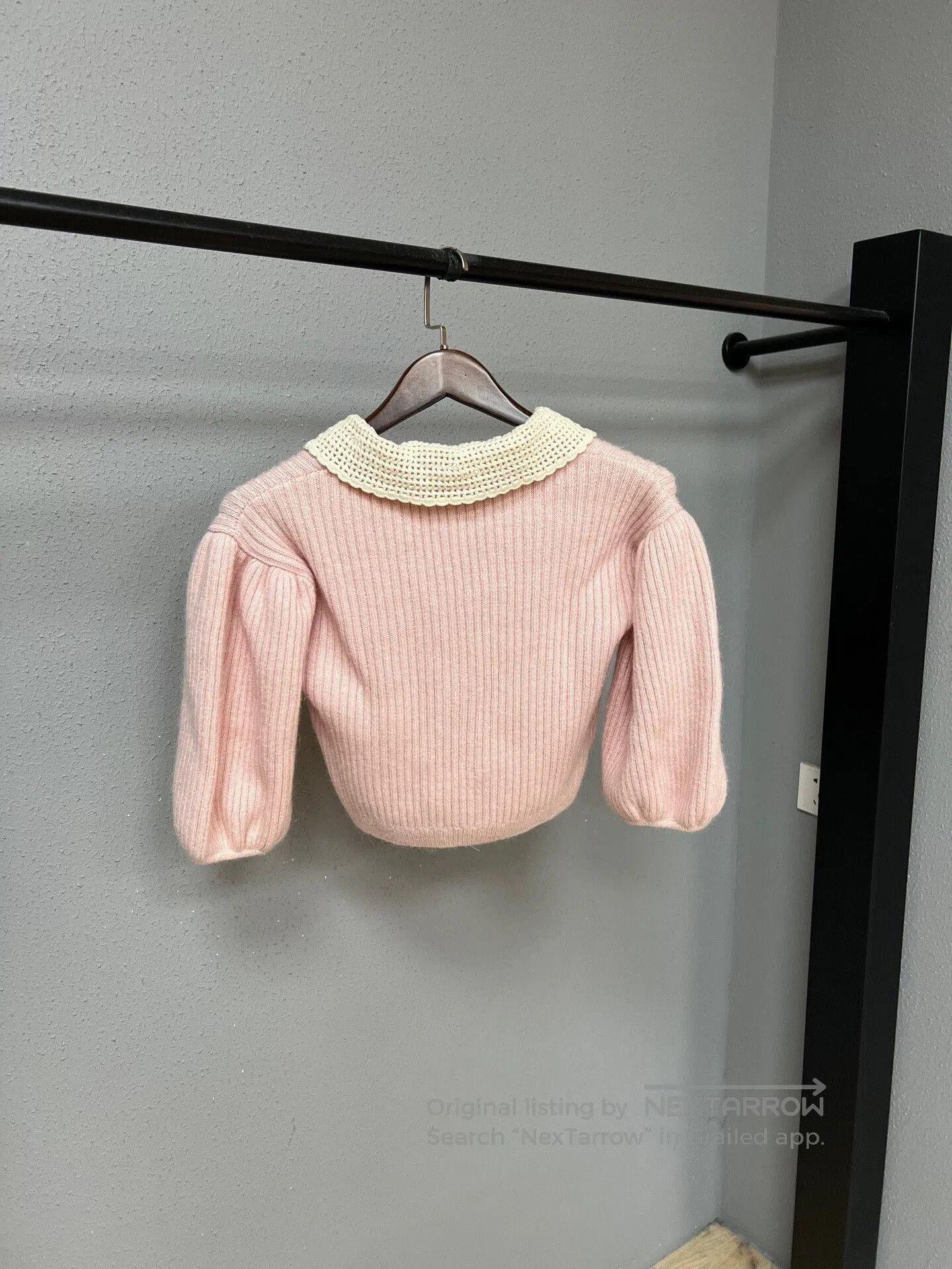 Miu Miu pink puff sleeve cardigan by Miu Miu. Size S / US 4 / IT 40 - 2 Thumbnail