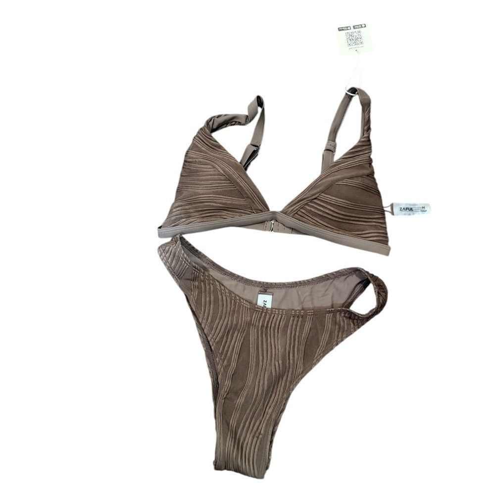 Other Zaful Brown Ruched Triangle Bikini Set Size M / US 6-8 / IT 42-44 - 2 Thumbnail