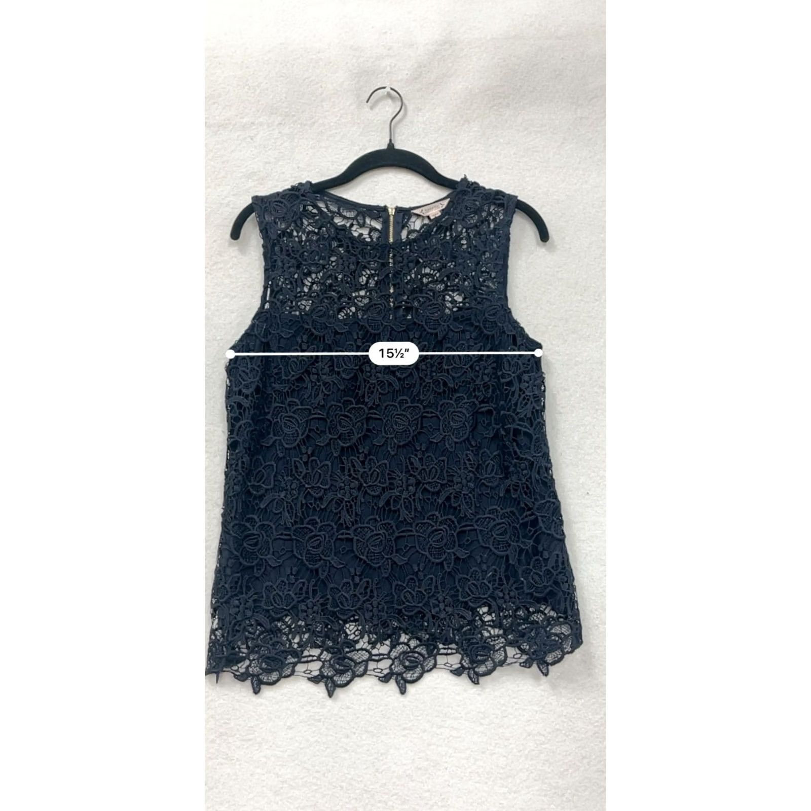 Nanette Lepore Nanette Lepore Womens Blouse Navy Floral Lace Sleeveless Top S Navy Size S / US 4 / IT 40 - 8 Thumbnail