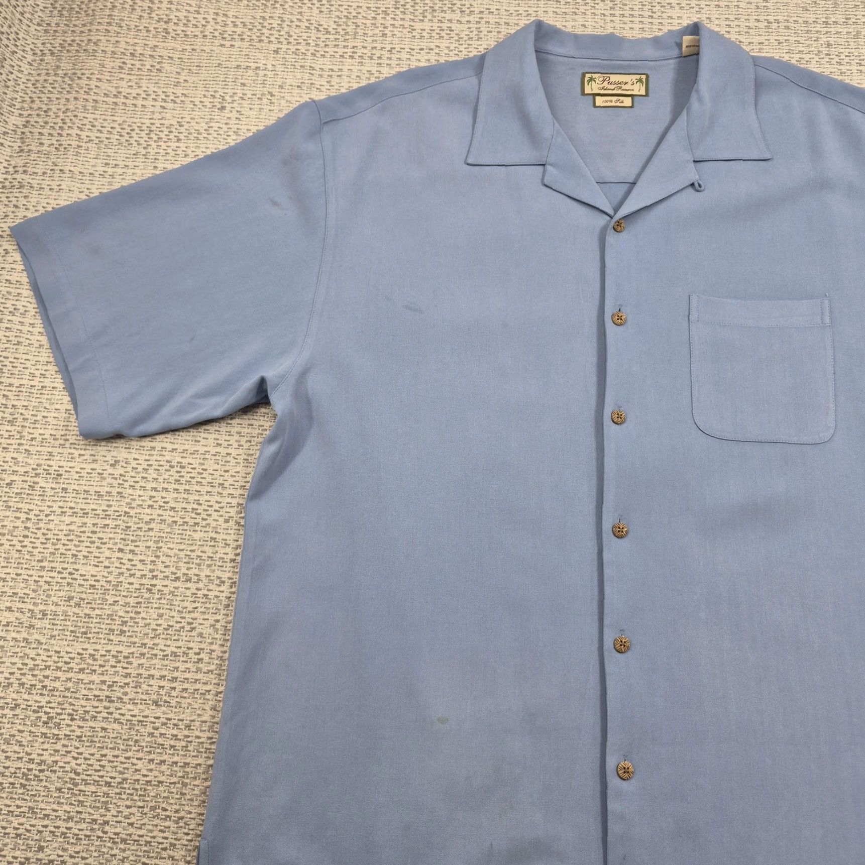 Vintage Pusser's Shirt Mens Large Blue Silk Tortola Big Game Charters Fish Embroidered Size US L / EU 52-54 / 3 - 5 Thumbnail