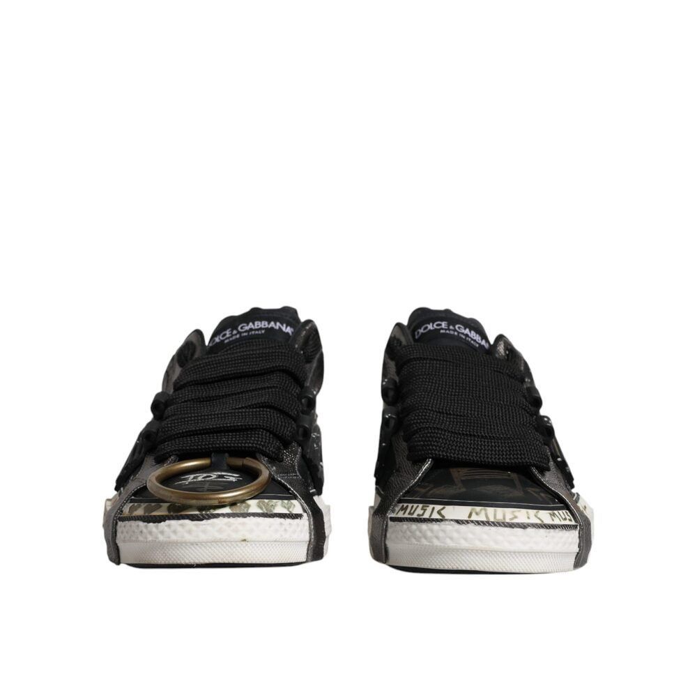Dolce & Gabbana Dolce & Gabbana Black White Portofino Low Top Sneakers Shoes Size US 11 / EU 44 - 2 Thumbnail