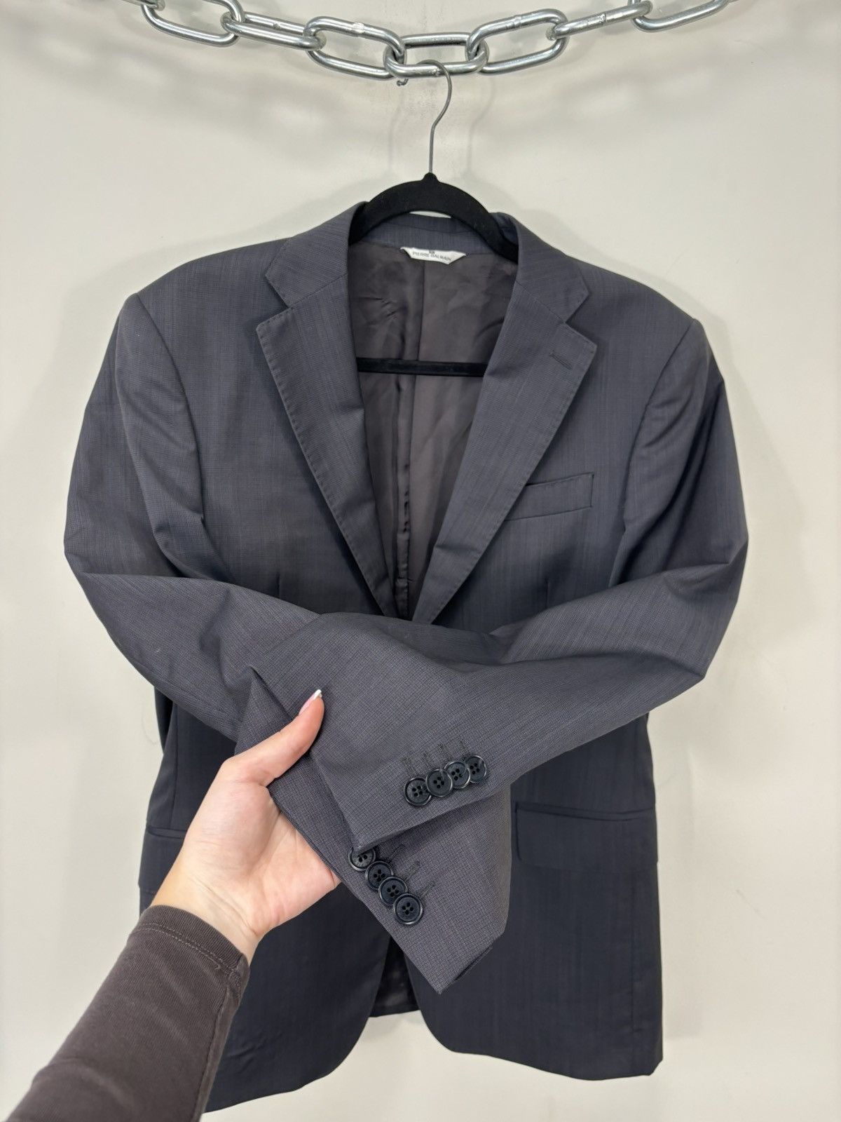 Balmain Pierre Balmain Vintage Men’s Gray Formal Wool Blazer Jacket Size 38R - 7 Thumbnail