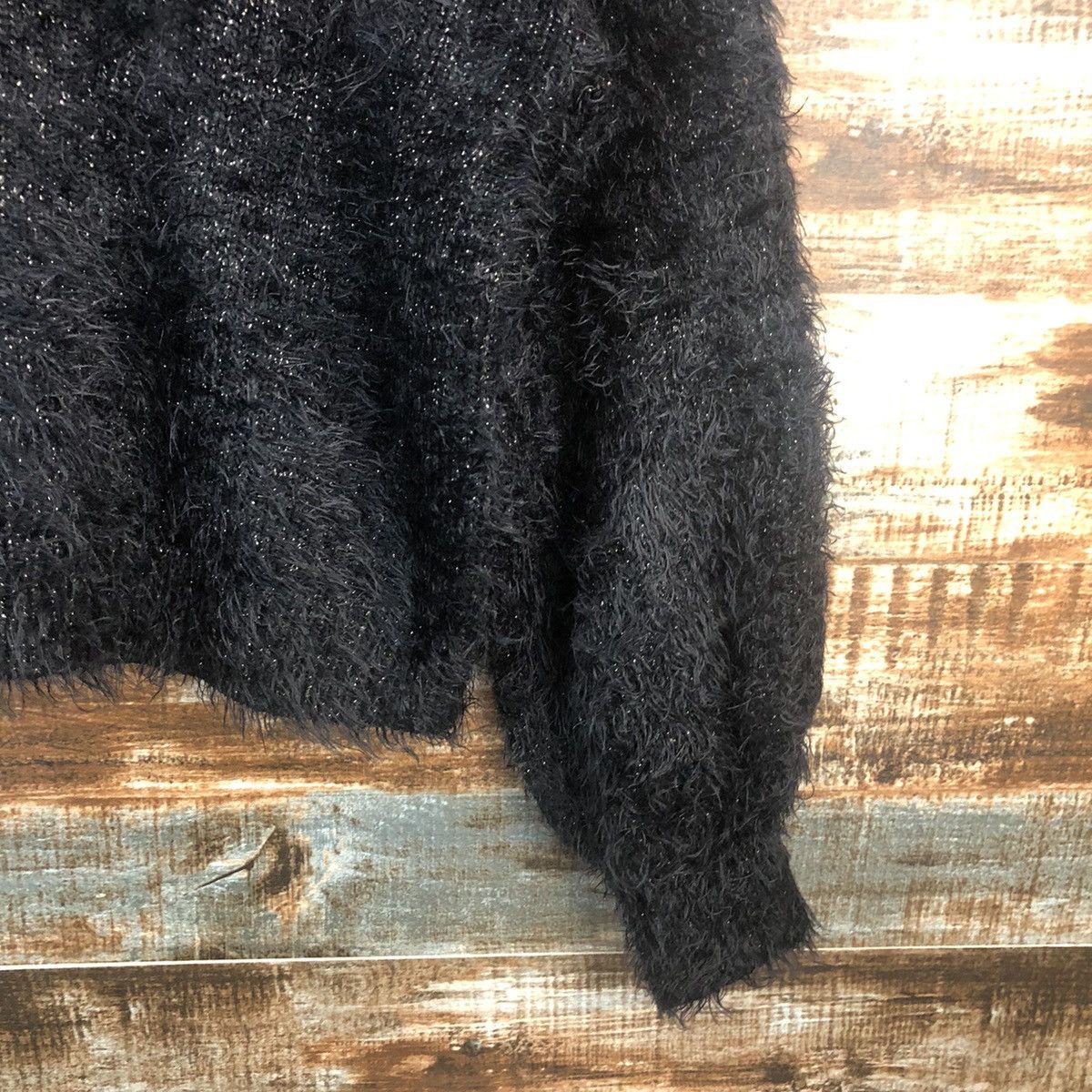 GU DL GU Black shaggy fur Mohair Knitwear #C321 Size M / US 6-8 / IT 42-44 - 8 Thumbnail