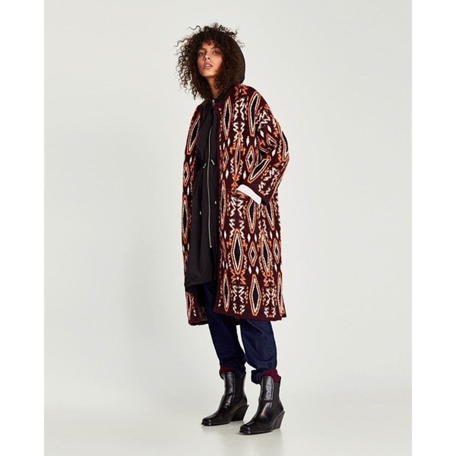 Zara Zara Geometric Jacquard Long Cardigan Coat Boho Duster M Size M / US 6-8 / IT 42-44 - 1 Thumbnail