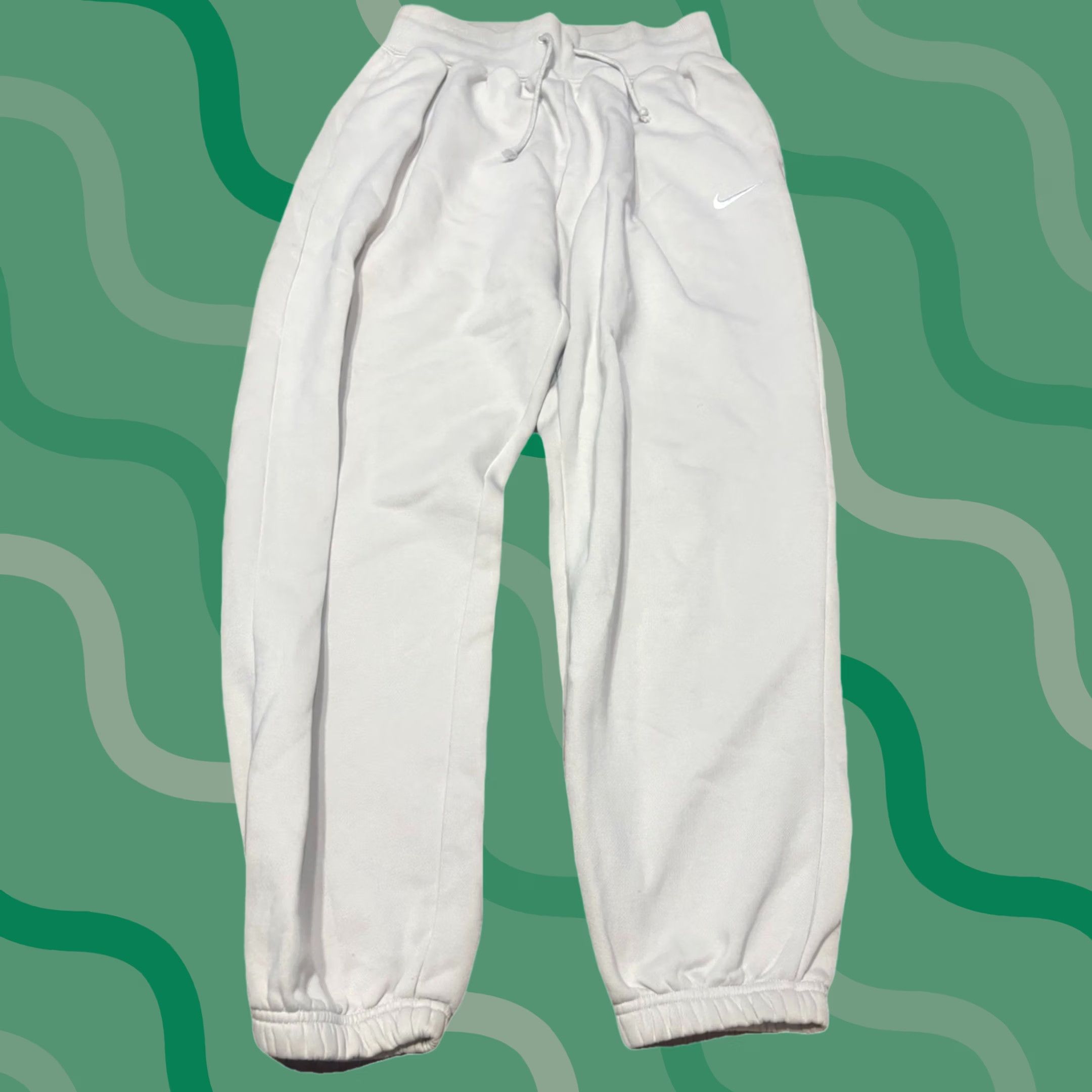 Nike Nike Men's Jogger Sweatpants Cotton Fleece Drawstring Elastic Waist Size M Beige Size US 31 - 1 Thumbnail