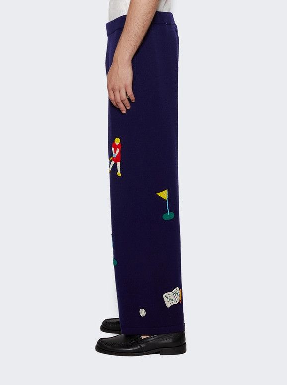 Bode o1mle0226 Wool Knit Golf Joggers & Sweatpants in Blue Size US 36 / EU 52 - 4 Thumbnail