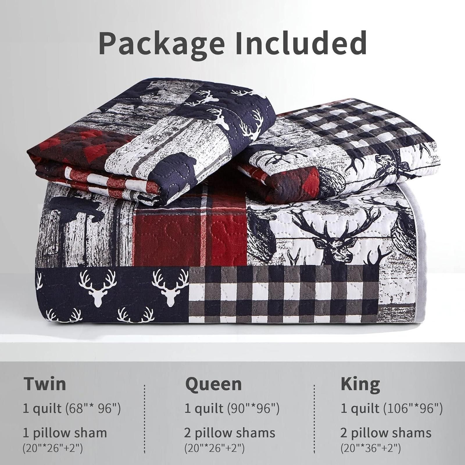 Designer KING Comforter Set Cabin Country Deer Quilt Coverlet 3Pcs Size ONE SIZE - 7 Thumbnail
