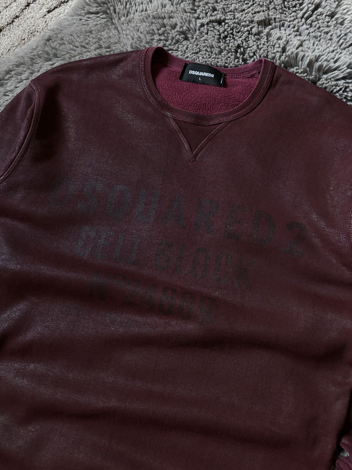 Dsquared2 sweatshirt cell block wax burgundy color