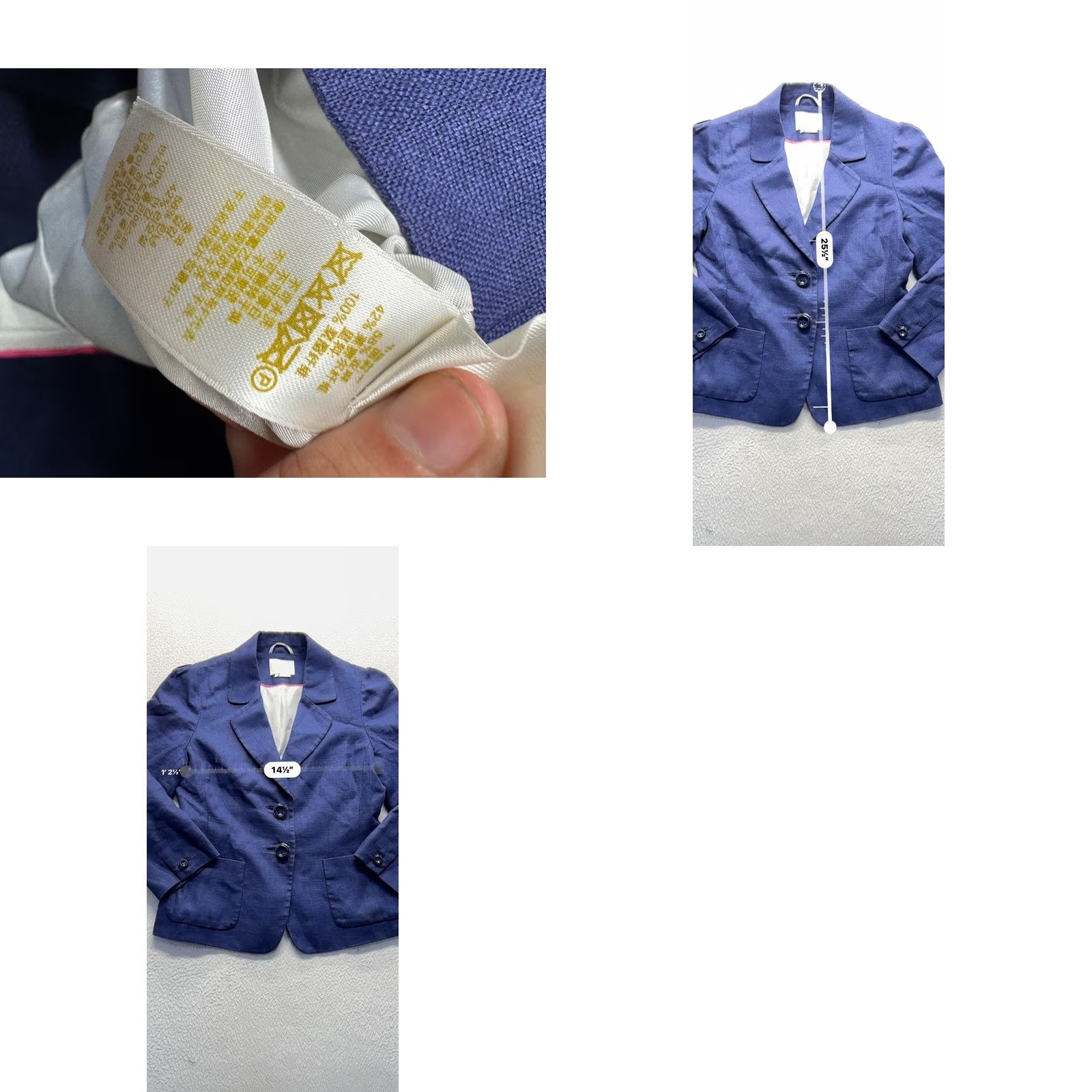Vintage Kate Spade New York Navy Blazer Size 8 Linen Blend Double Button Front 114B Size M / US 6-8 / IT 42-44 - 8 Thumbnail