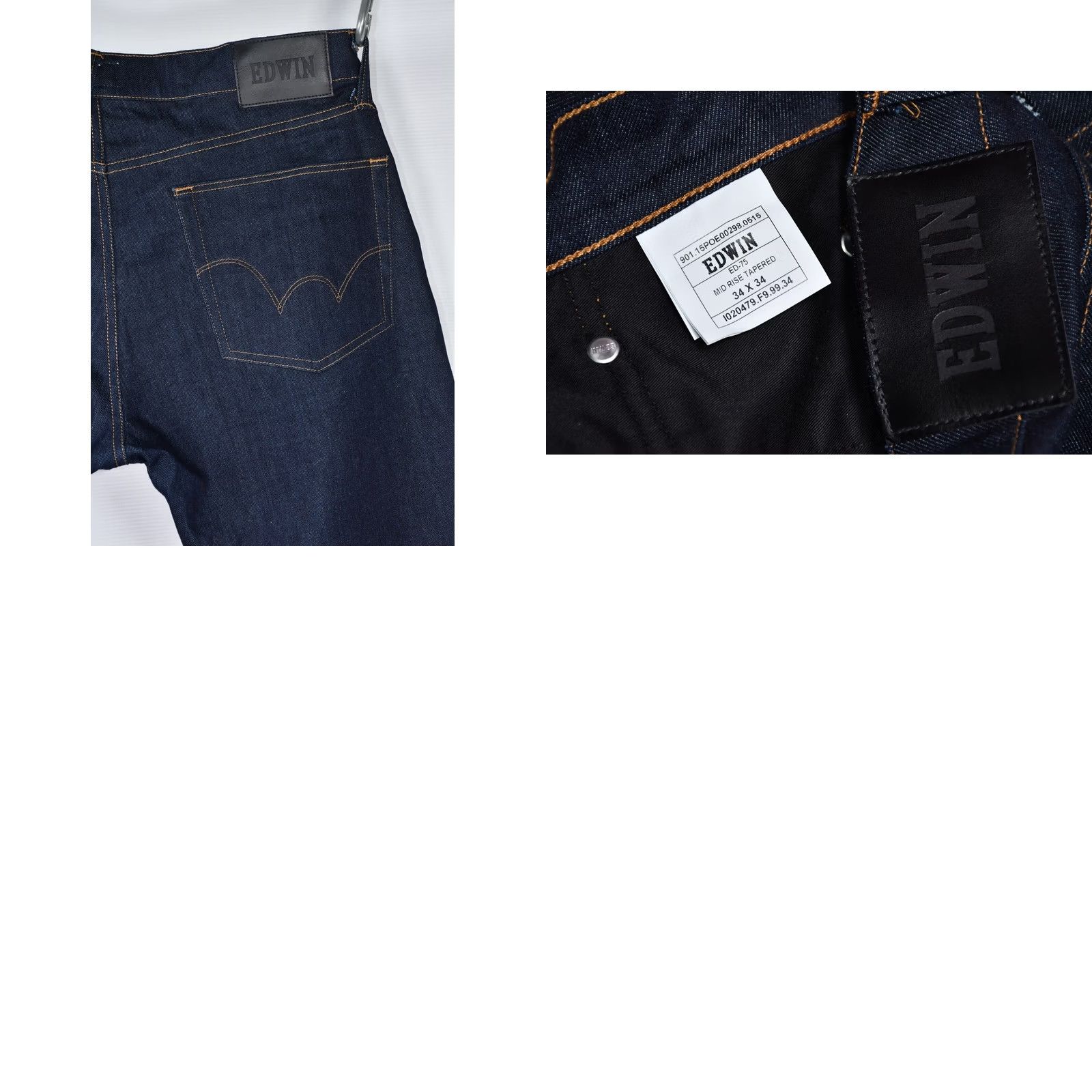 Edwin Edwin Jeans ED-75 Slim Tapered Black Men W34/L34 Binary? Size US 34 / EU 50 - 8 Thumbnail