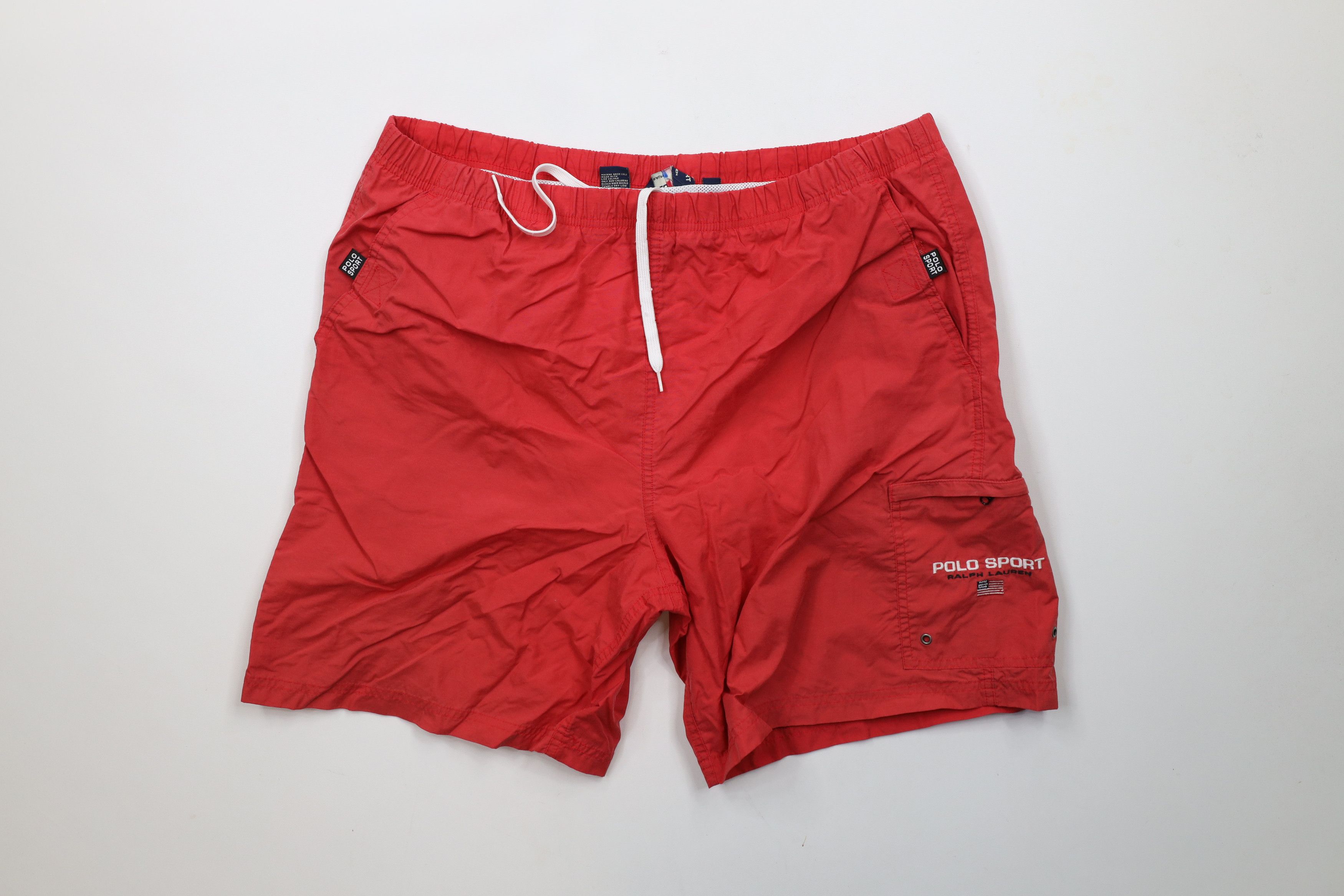 Ralph Lauren × Vintage Vintage 90s Polo Sport Ralph Lauren Flag Lined Shorts Red Size US 34 / EU 50 - 1 Thumbnail